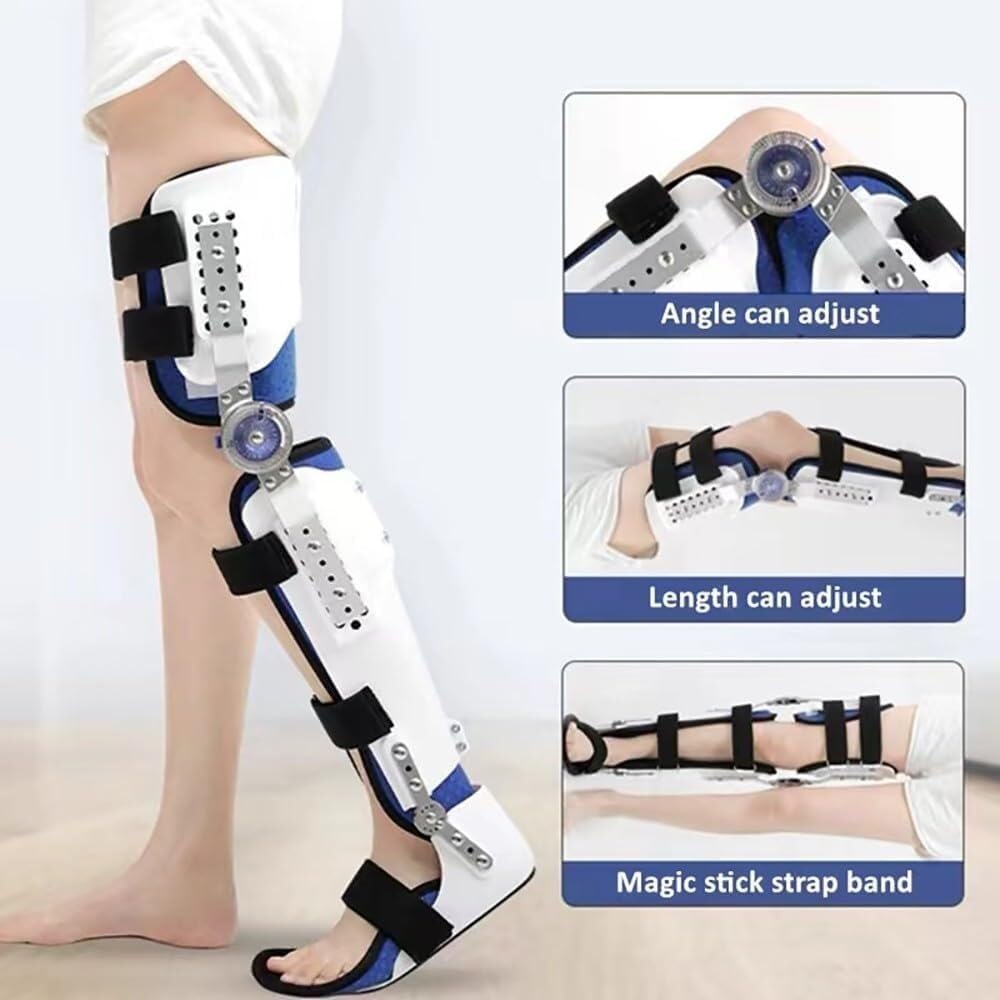 Ankle Joint Fixation Knee Ankle Foot Orthosis Brace Hip Knee Ankle Foot Orthosis Adjustable Hip Abduction Orthosis for Leg Fracture and Foot Drop Hinged Knee Support(Left)
