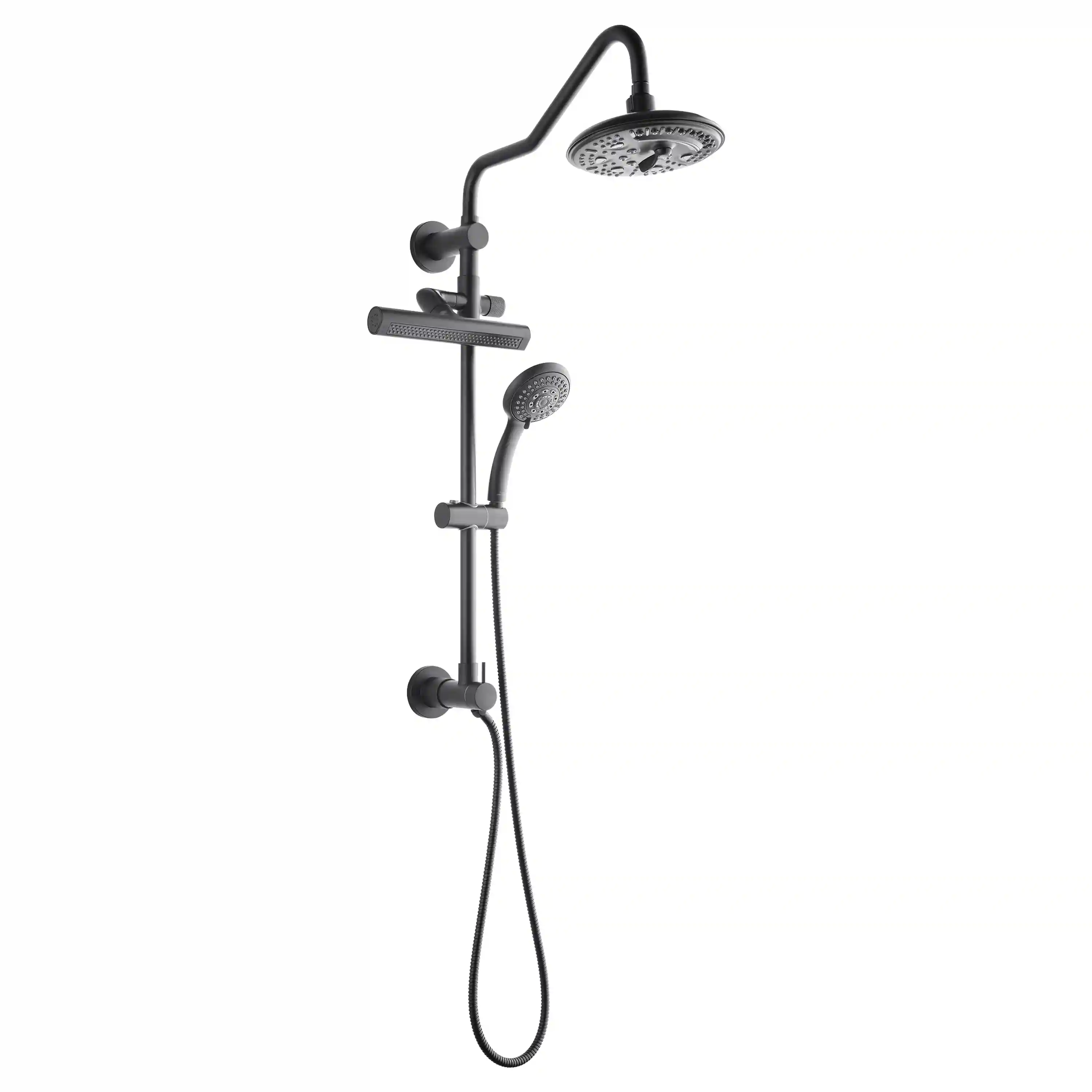 Forno Acqua Fall 8-Inch Overhead Rainfall Shower with 1.8 GPM Flow Rate, Handheld, 7 Way Diverter, Body Jets in Matte Black (SCW2BK-C8)