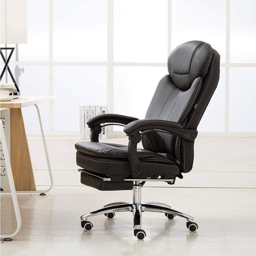 High-Back Leather Executive Swivel Adjustable Swivel Office Desk Chair with Armrests Lumbar Support Desk Ergonomic Chair Chair Reclining Can Sit Computer Chair Home Boss Chair Leather (Black )