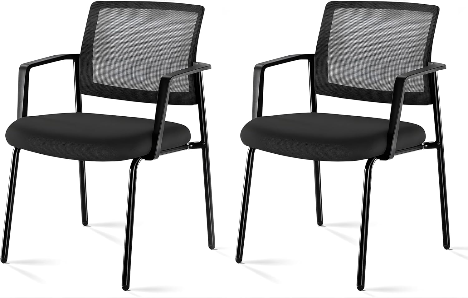 Simple Deluxe Guest Waiting Room Office Arm Chairs 2 Pack No Wheel for Reception Meeting Conference, Stacking Padded Fabric Seat, Mesh Back & Ergonomic Support Rest for Lobby Home Computer Desk
