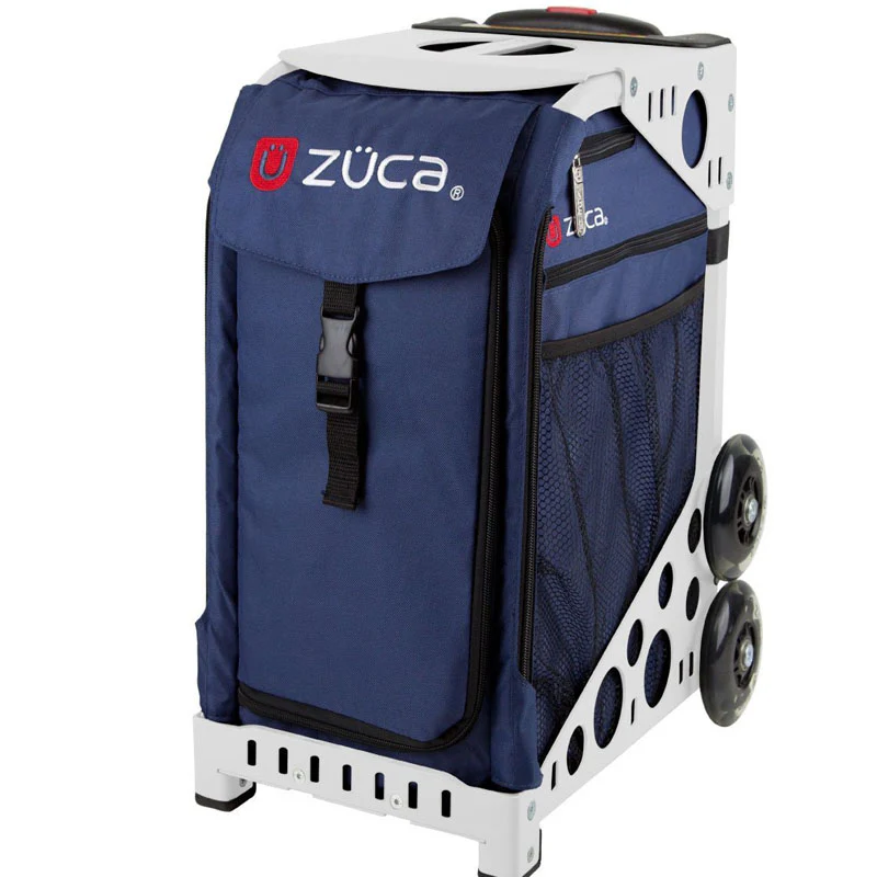 Zuca Midnight Navy Sport Insert Bag & White Frame with Flashing Wheels