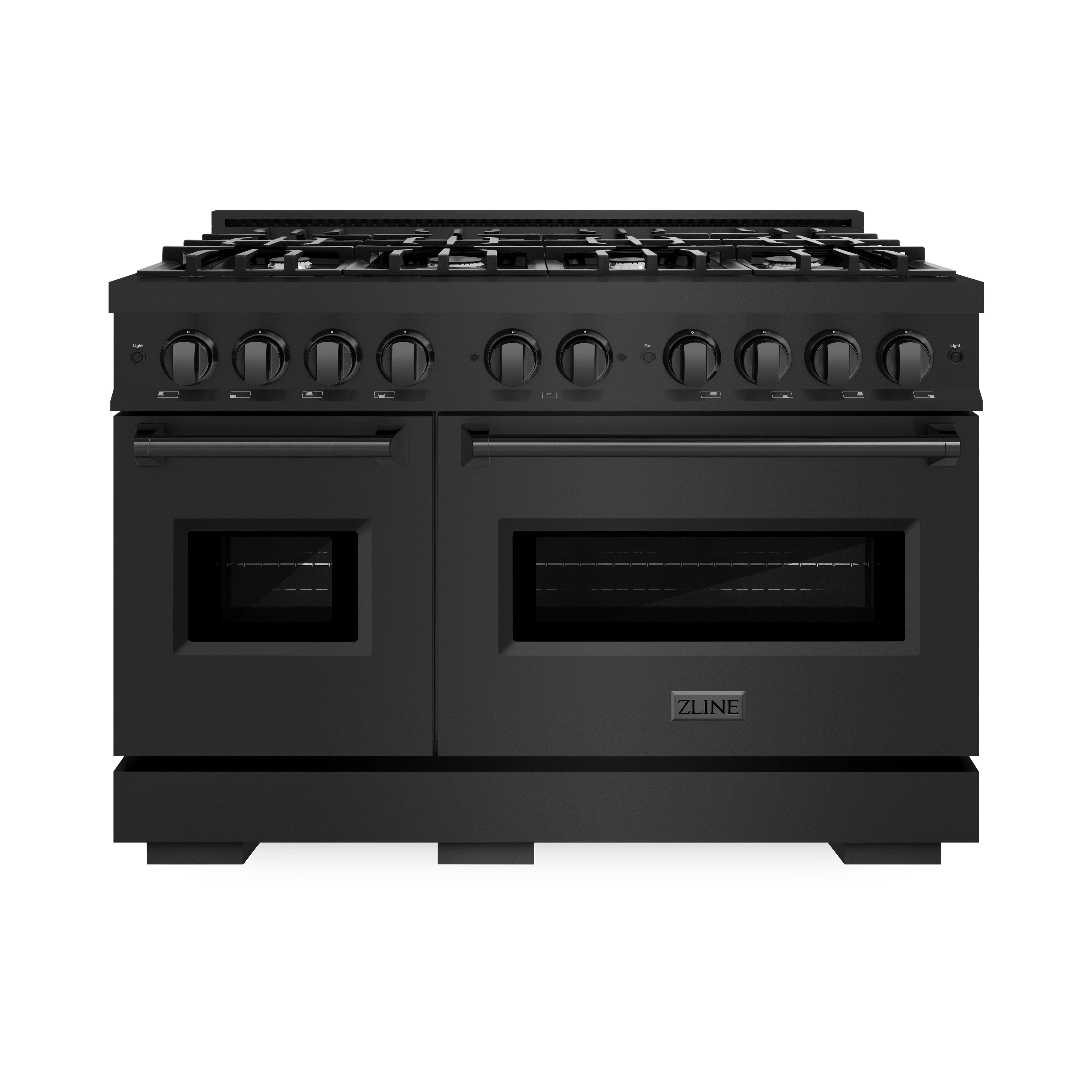 ZLINE 48-Inch Classic Series Dual Fuel Range with 8 Gas Burner Cooktop and 6.7 Cu. Ft. Electric Convection Oven in Black Stainless Steel (CDRB-48)
