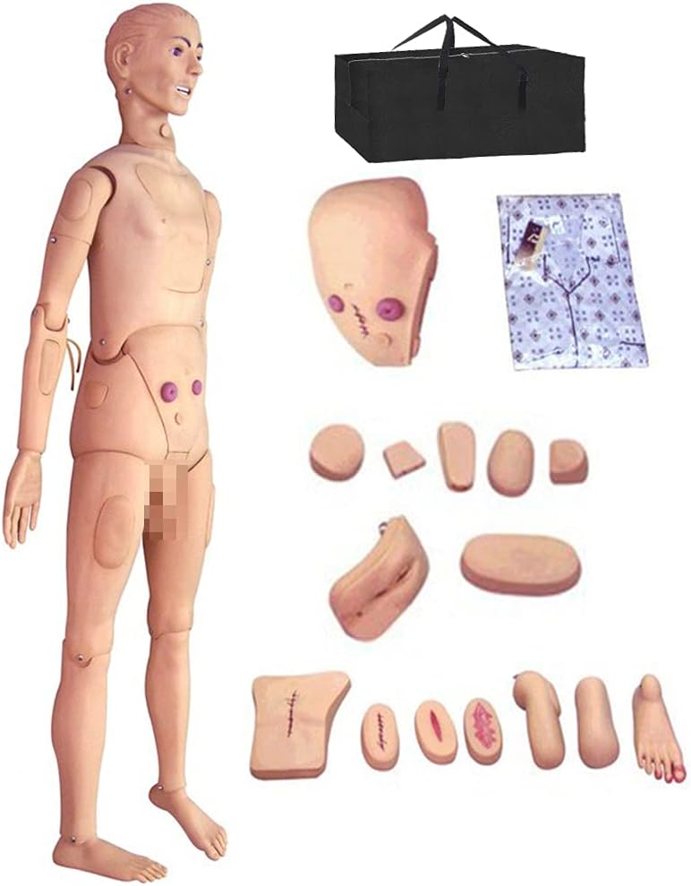 Teaching Model Tools Basic N ls Geriatric Training Manikin with Simulation Visceral & Replaceable Wound Modules & Storage Bag for Students Education Medical Tra