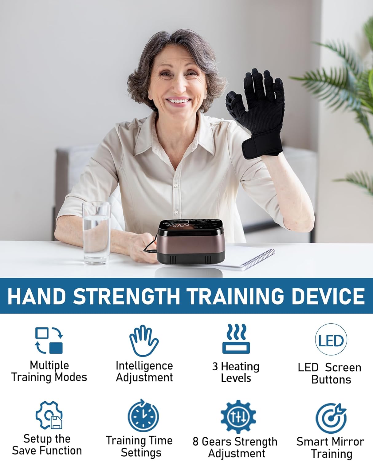Rehabilitation Robot Gloves, Stroke Hand Therapy Equipment, Upgrade Heated Rehabilitation Gloves, Hand and Fingers Strength Training Device for Hemiplegia Stroke Arthritis Patients