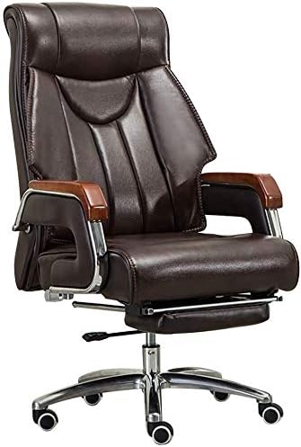 Executive Swivel Adjustable Swivel Office Desk Chair with Armrests Lumbar Support Desk Ergonomic Chair Boss Chair Business Home Computer Chair Comfortable Sedentary Reclini,Selected Cowhide-Coffe