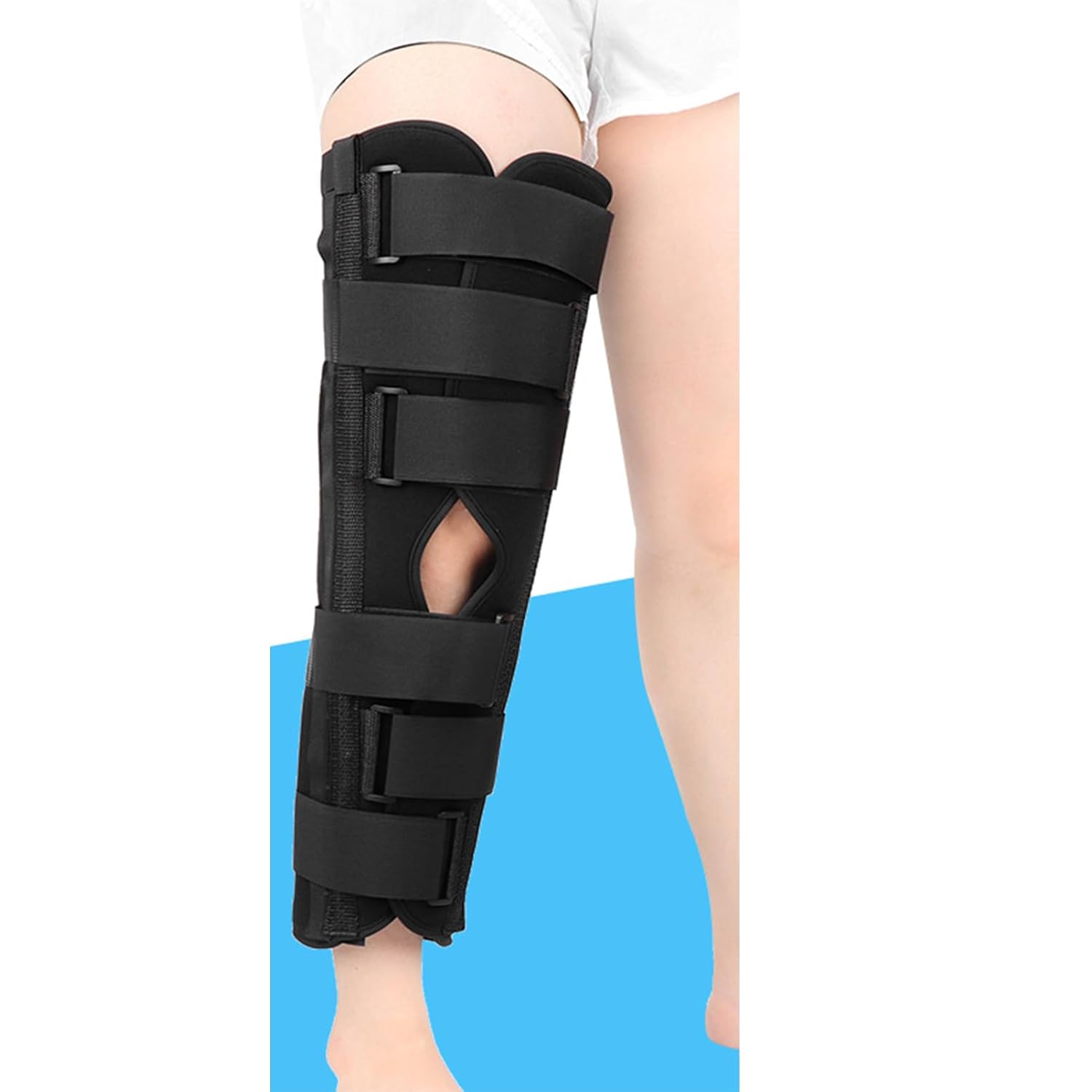 ZR98US Brace Knee Fixing Splint Postoperative Fixer Ligament/Immobilization Support Before and After Operation, to Fit Your Leg Size (Black1 XL)