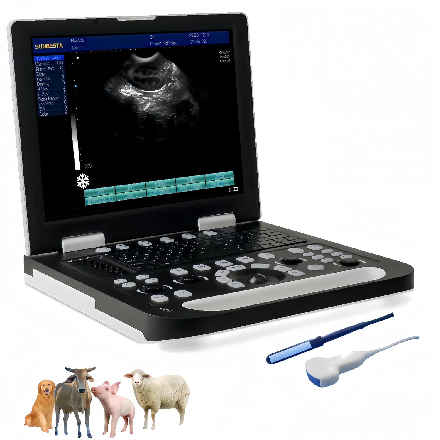 N50 Portable Veterinary Ultrasound Machine for Pregnancy, 15-Inch LCD Ultrasound for Dog Kennels, Cat Feeders, Pig andSheep Farm, Cattle Ranch, and Horse Farm (Convex & Rectal Linear Probe)