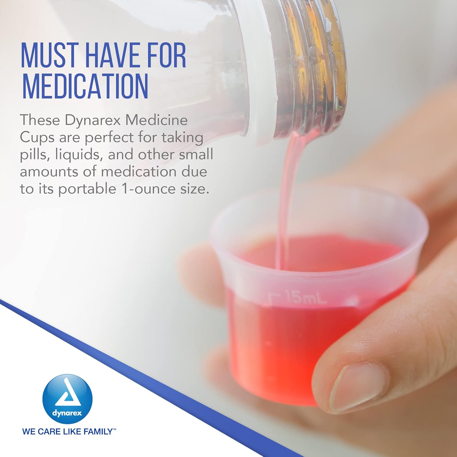 Dynarex Standard Medicine Cups, 1 Oz., Made with Translucent Plastic, For Measuring and Dispensing Liquid and Medication, Easy-to-Read Graduations, 1 Case of 50 Sleeves - 100 Cups/Sleeve