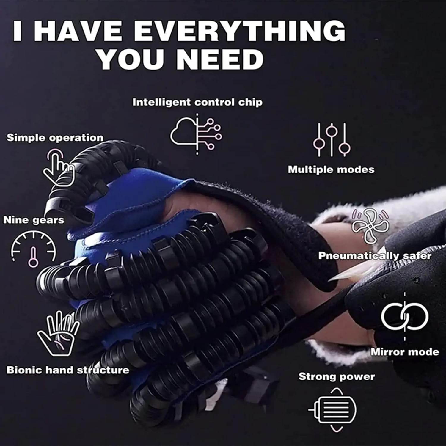 Rehabilitation Training Gloves, Stroke Hand and Finger Function Rehabilitation Robot Gloves, Functional Hand Splint for Long-Term Relief(Size:XXL Code,Color:Left Hand)