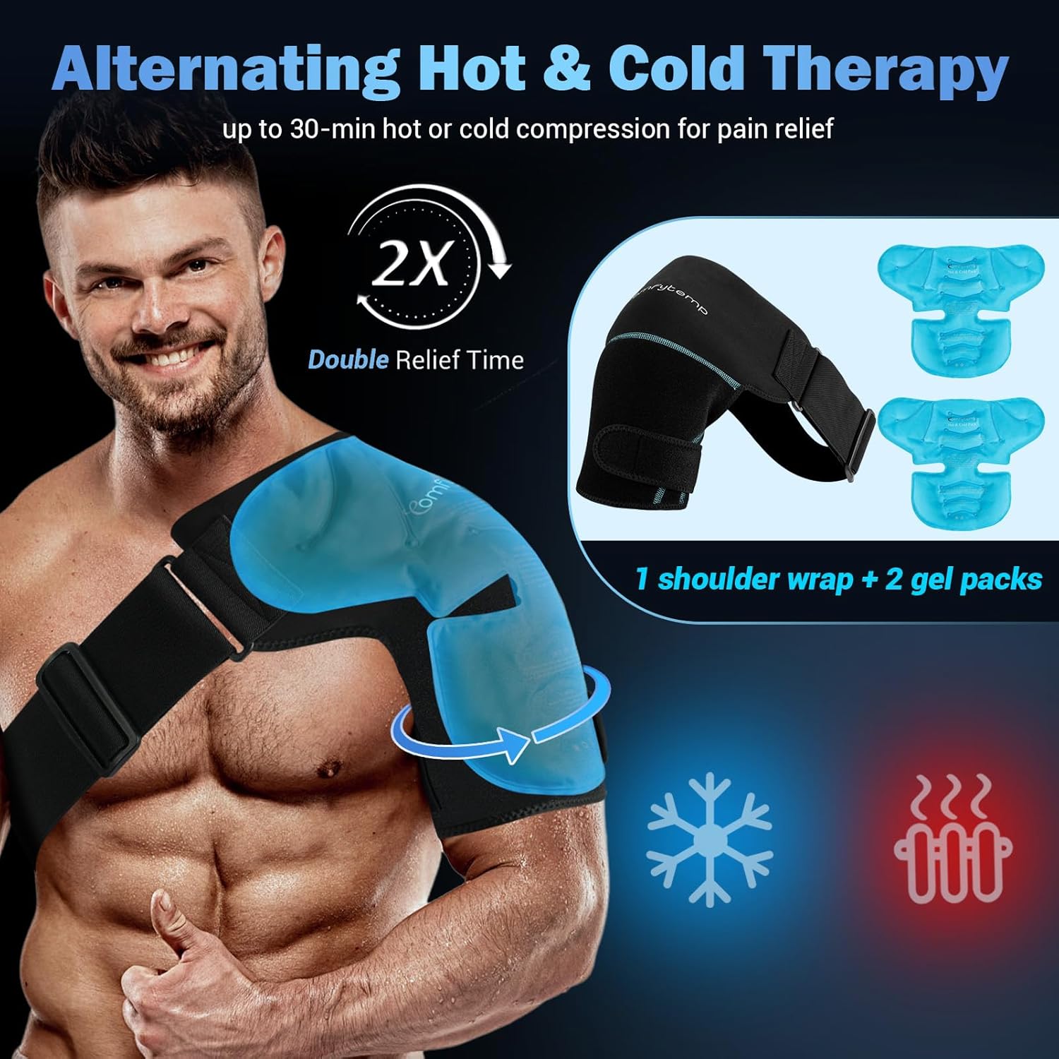 Comfytemp Shoulder Ice Pack Wrap and Full Ankle Foot Ice Pack for Injuries, FSA HSA Eligible, Hot & Cold Compression