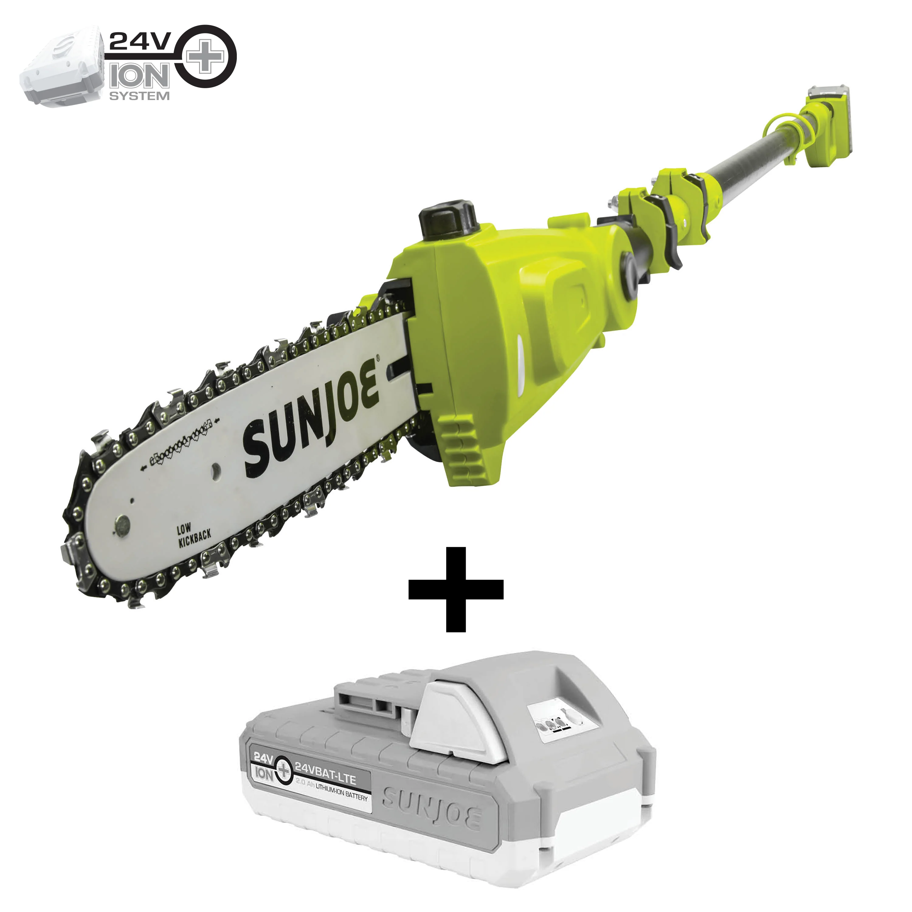 Sun Joe 24V-PS10-LTE 24-Volt* IONMAX Cordless Telescoping Pole Chainsaw | 10-inch | W/ 2.0-Ah Battery + Charger