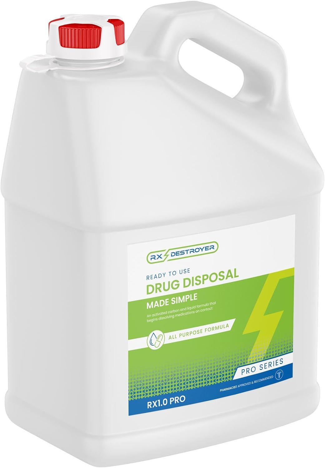 Rx Destroyer PRO Series All-Purpose Formula - Eco-Friendly Medication Buster Solution, Drug Disposal in a Bottle for Pills, Capsules, Tablets, Liquids - 1 Gal, 1 Count, 1 Pack