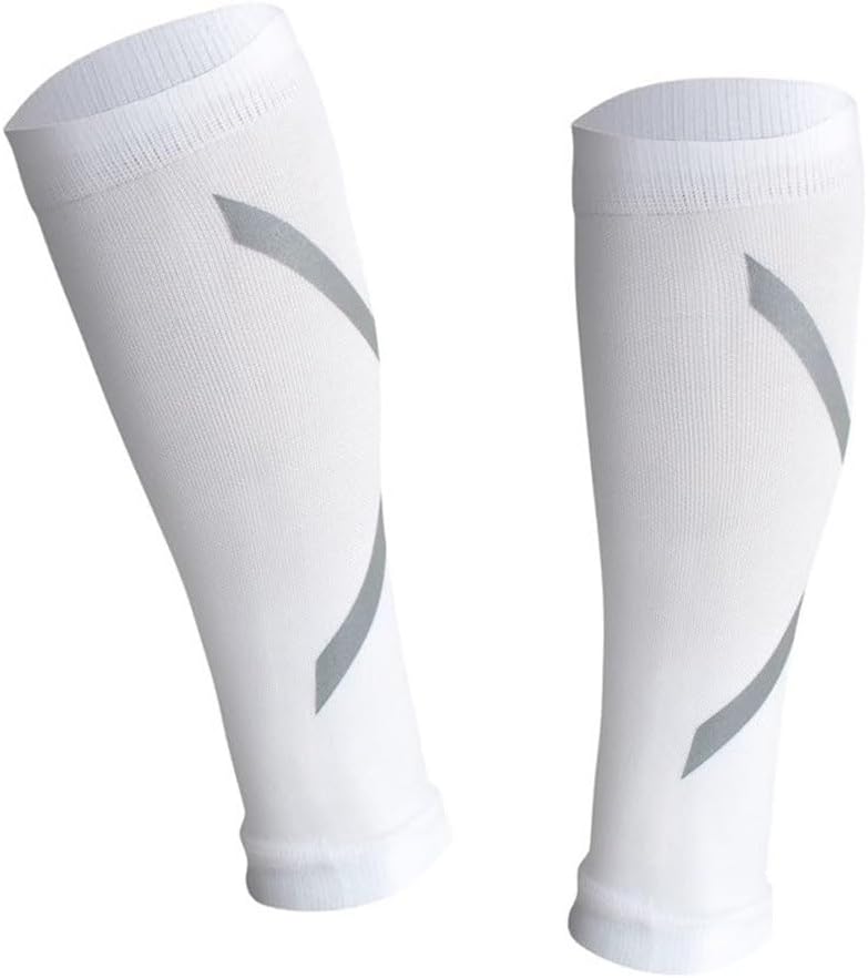 Calf Support Brace Compression Socks Running Cycling, Fitness Socks Pressure Sports(White,Large)