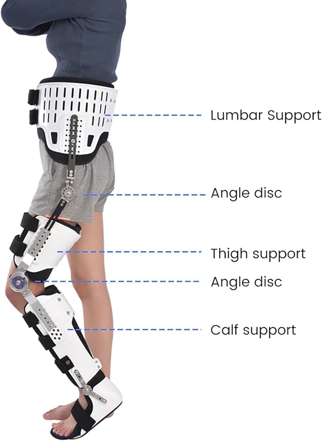 Adjustable Knee Support Immobilizer Unloader Knee Brace Men Back On Track Joint Fixed Brace Full Leg Braces Lightweight Carbon Fiber Gait Assistance Left Or Right Foot-Men & Women(Large,Large)
