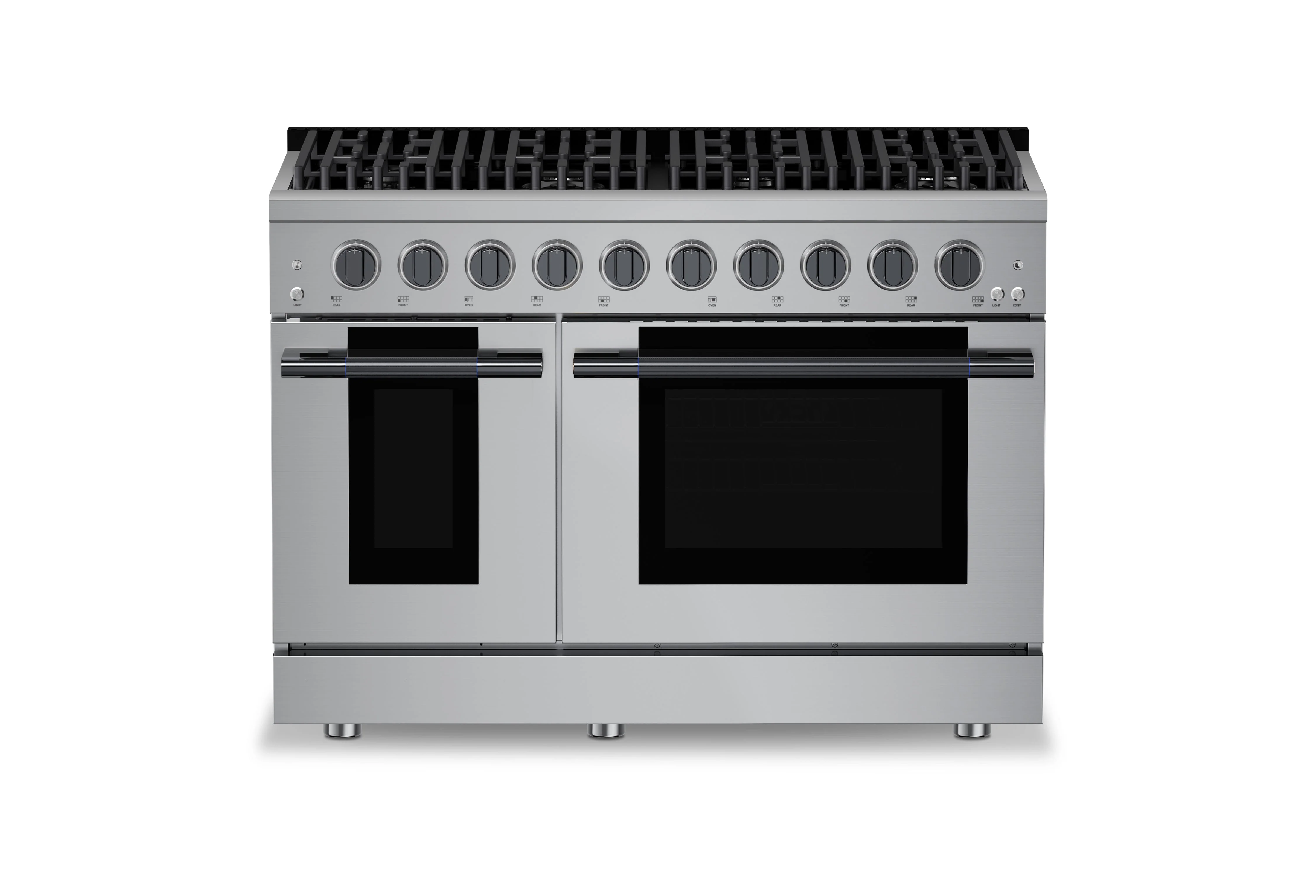 Hauslane HausPro Series 48-Inch Gas or Dual Fuel Range with 8 Burners and Convection Oven in Stainless Steel