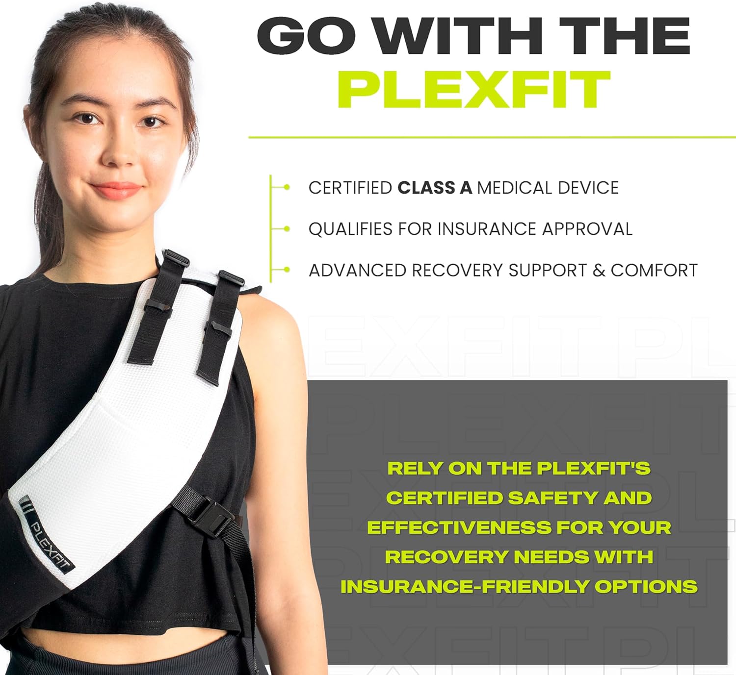 Athletic Arm Sling Class A Medical Device - Shoulder Sling Immobilizer for Injury Support - for Elbow & Wrist Too - Men & Women (Large Left, White & Black)