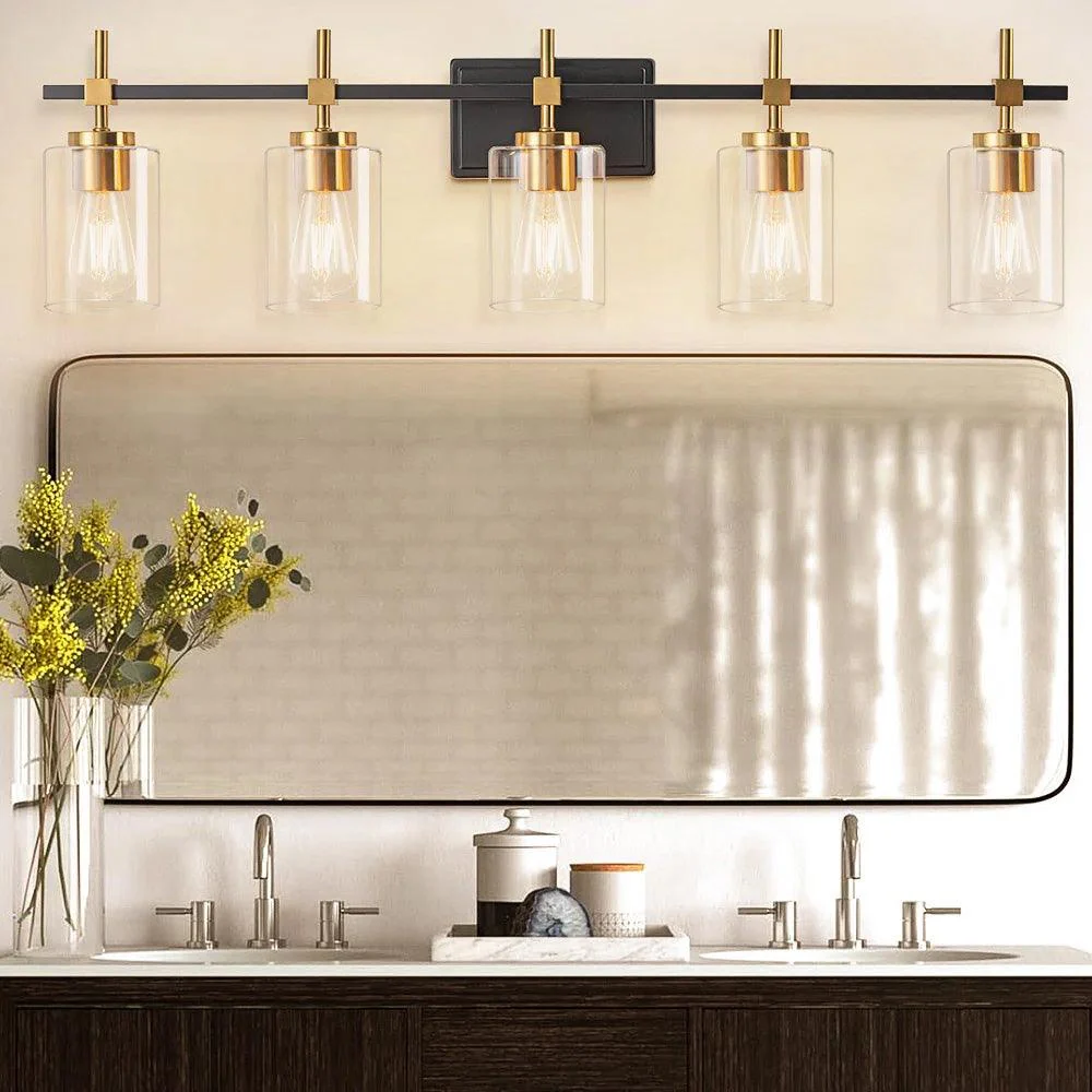 Parrot Uncle Jasper Modern Clear Glass 5-Light Bathroom Vanity Light