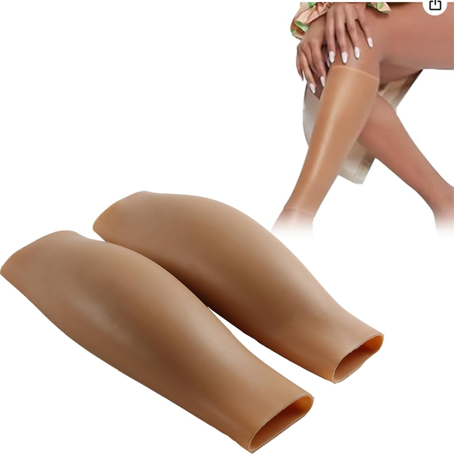 1 Pair Realistic Silicone Calf Enhancer Pads – Wearable Fake Muscle Sleeves for Thin or Bow Legs, Arm/Leg Scar Cover