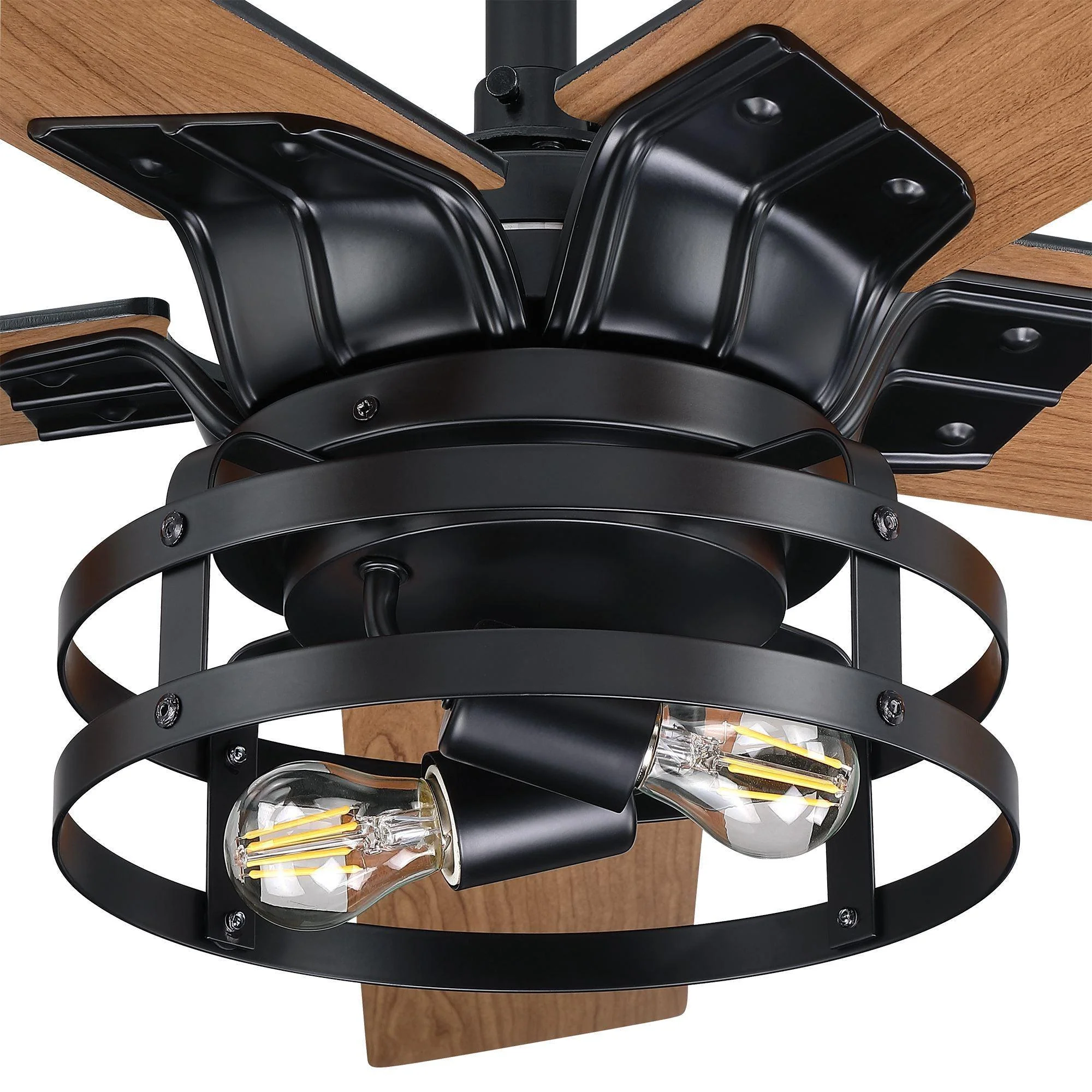 Parrot Uncle 52-Inch Prayag Industrial Downrod Mount Reversible Ceiling Fan with Lighting and Remote Control