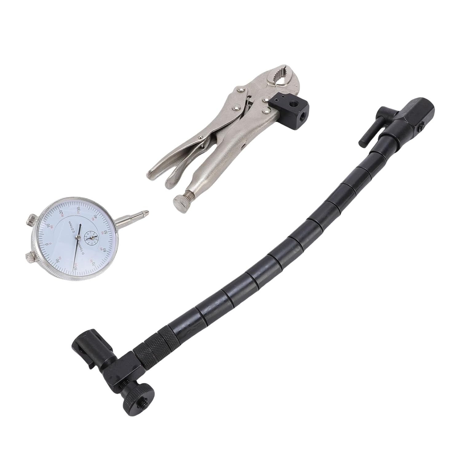 GOTOTOP Disc Brake Rotor Gage, Dial Indicator 0-10mm Measuring Range 0.01mm Resolution 360 Flexible Arm Support for Brake Disc Warpage and Ball Joint Measurement