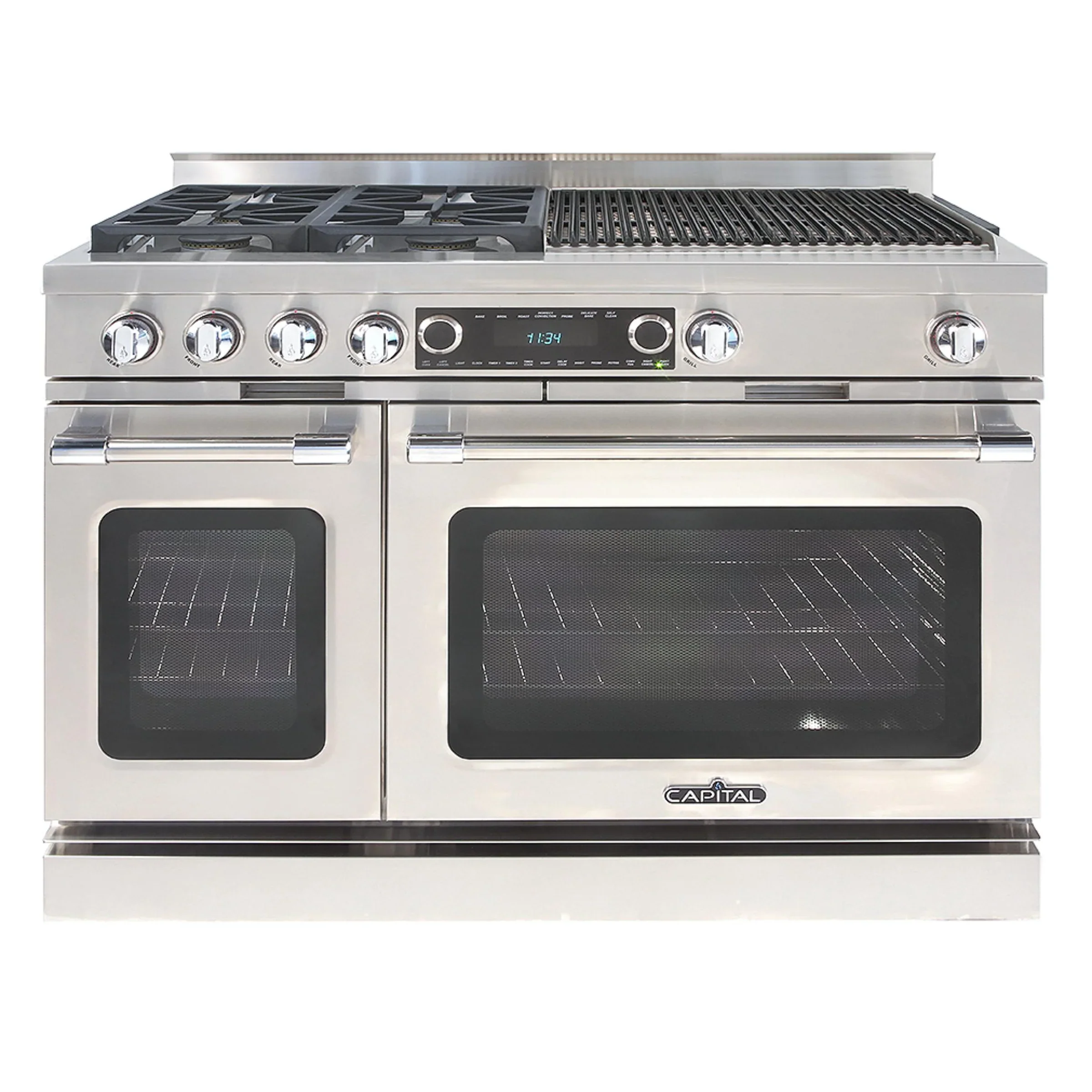 Capital 48-Inch Grand Chef Dual Fuel Range in Stainless Steel with 4 Sealed Burner, & 24-Inch Grill (CSB484BB)