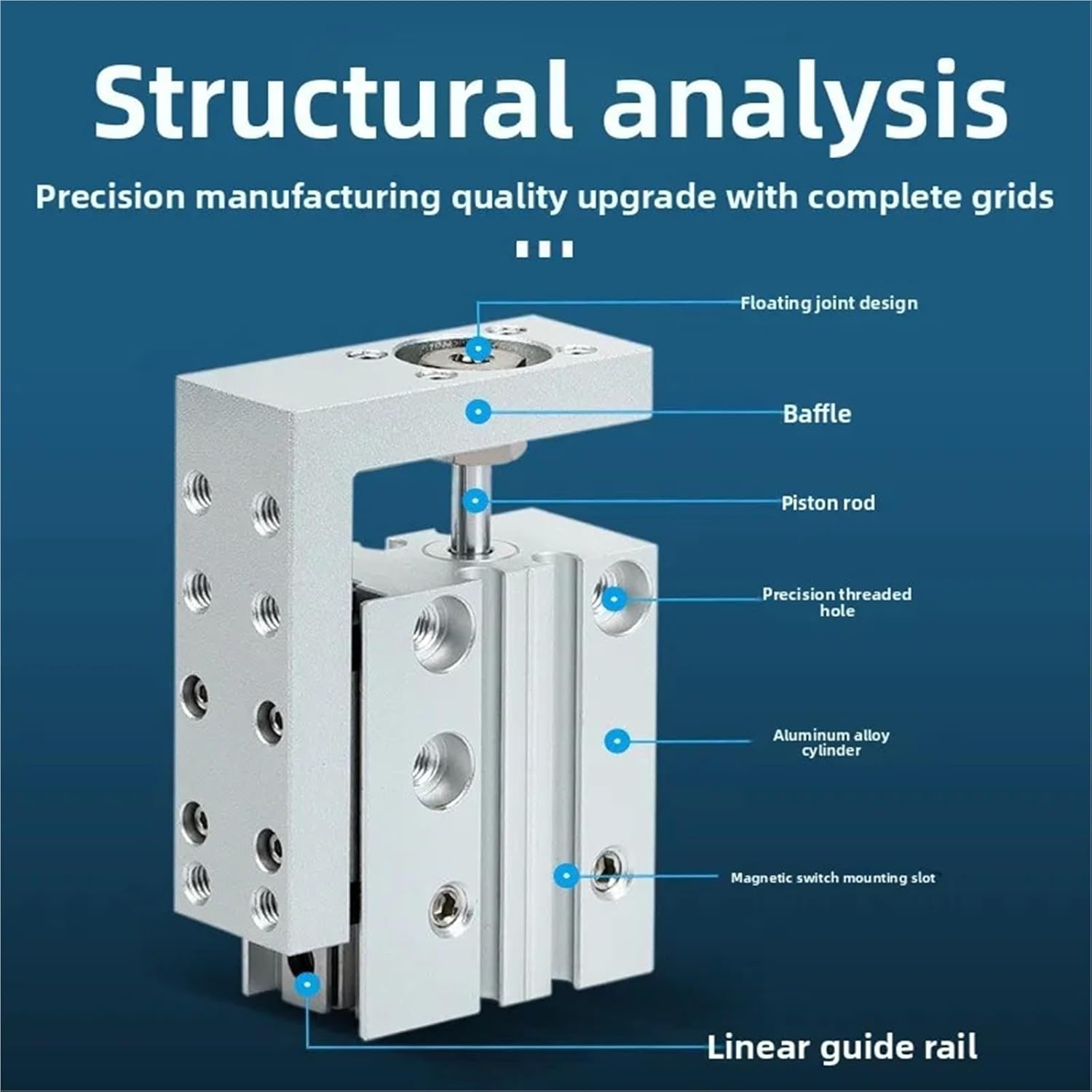 HLH Rail Cylinder HLH6 HLH10 HLH16 HLH20 Series Side Rail Precision Sliding Table Cylinder HLH16X20S HLH20X60S HLH10X30S(5S,HLH10)