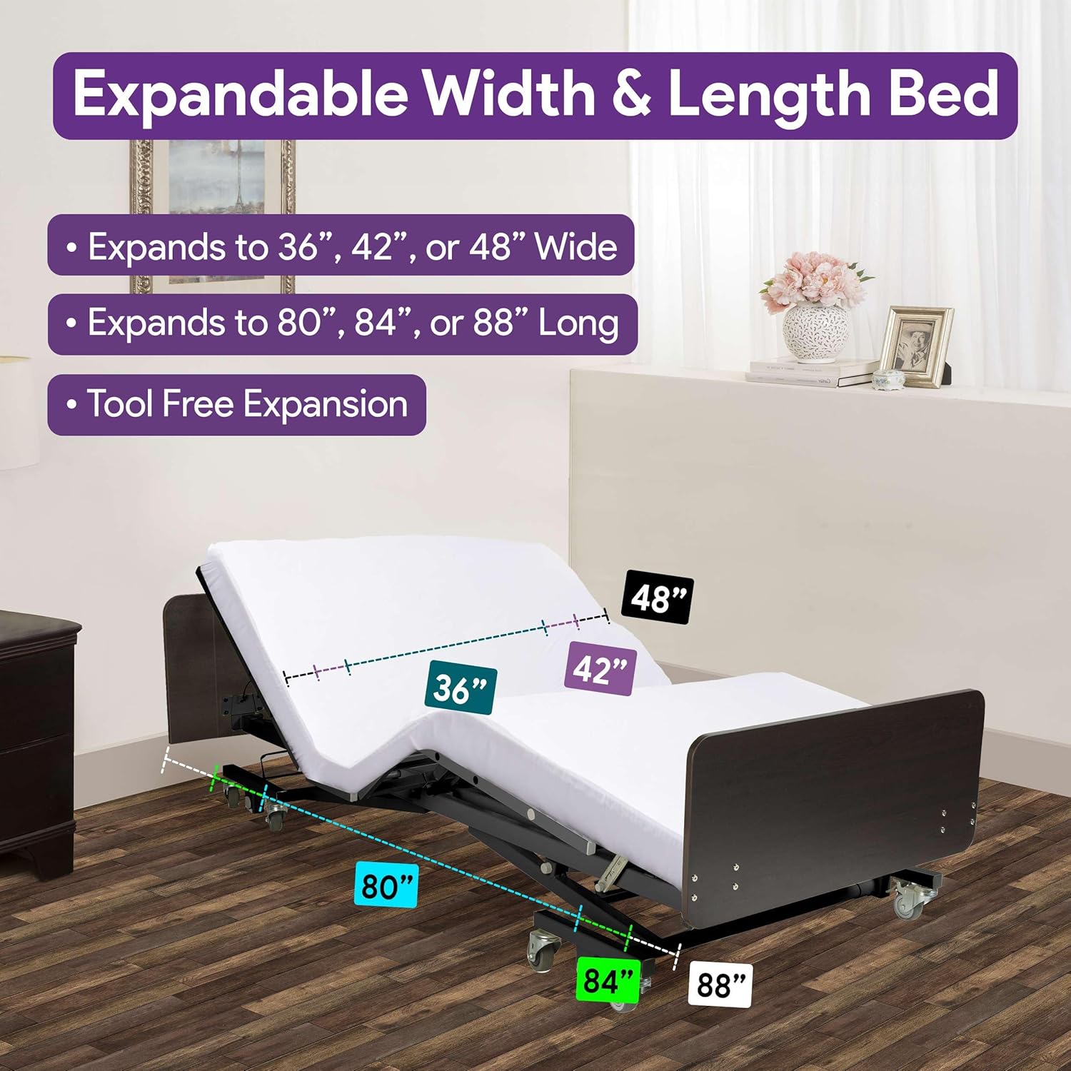 [Customize Your OWN Bed Package] Full Electric Hospital Bed for Home Use - Choose Mattress, Color, Rails and More - Ultra Low 7