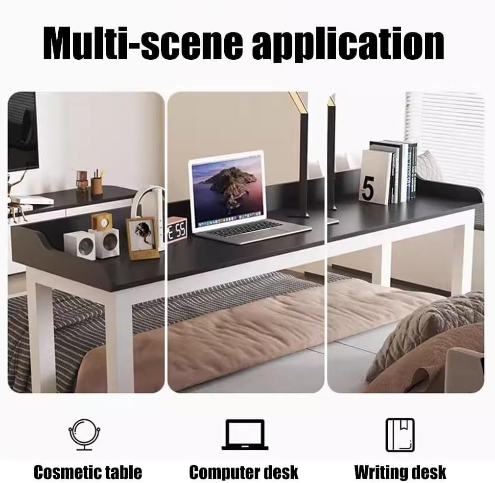 Adjustable Overbed Table with Lockable Wheels – 200x60cm Rolling Laptop Desk for Bed, Sofa & Home Office Use(170x50x80cm)