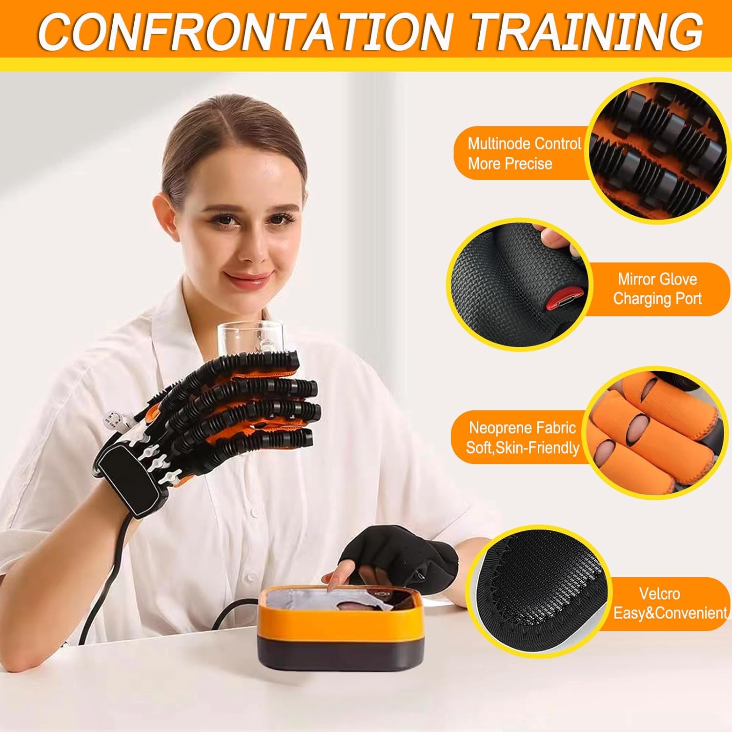 Rehabilitation Robot Gloves Upgrade Stroke Hand Therapy Equipment, Automatic Hand Trainer Gloves