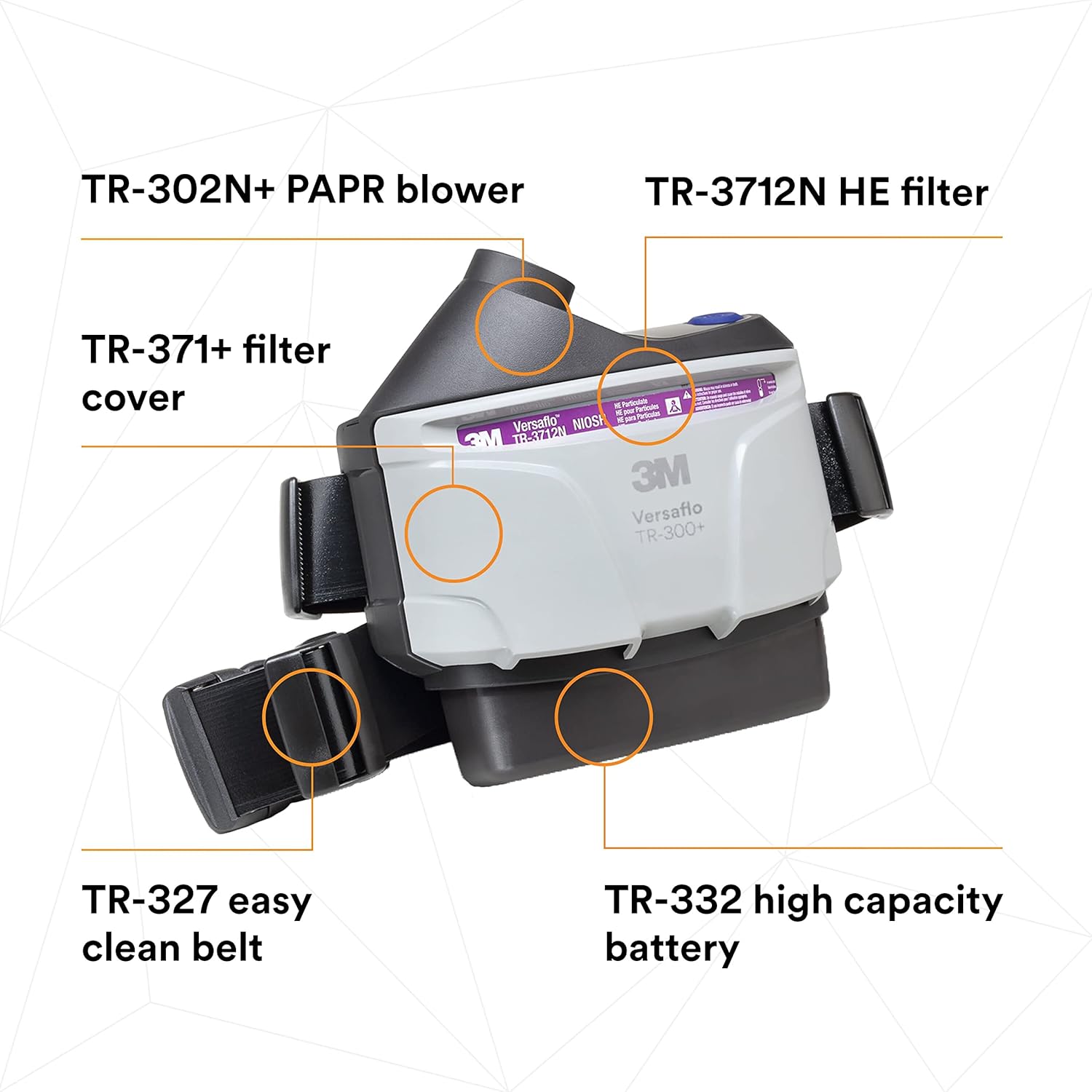 3M Versaflo PAPR Assembly TR-304N+; with Easy Clean Belt and High Capacity Battery; 1 ea/Case