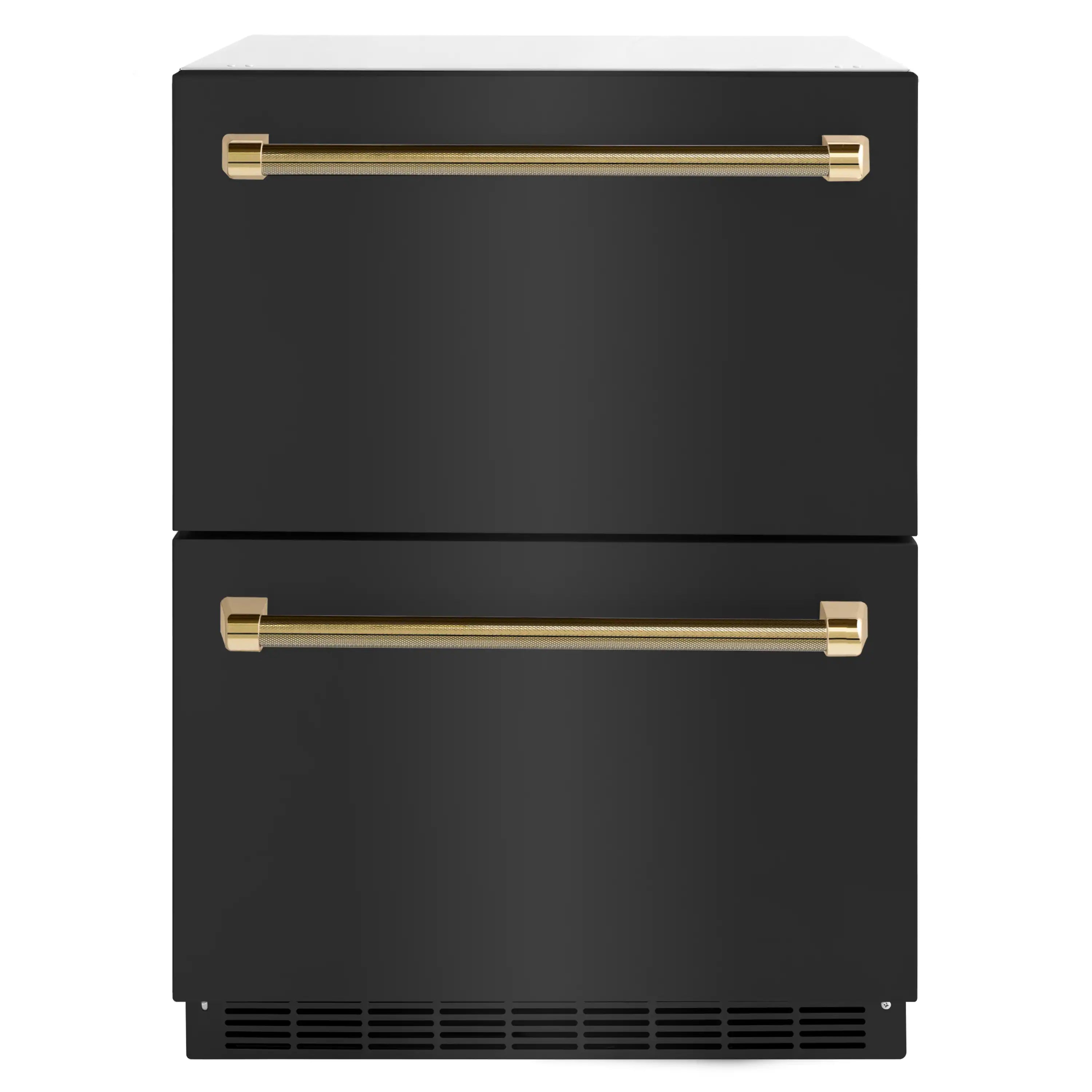 ZLINE Autograph 24-Inch Touchstone Refrigerator Drawer with Black Stainless Steel Doors & Gold Helix Handles (RDSOZ-BS-24-KG)