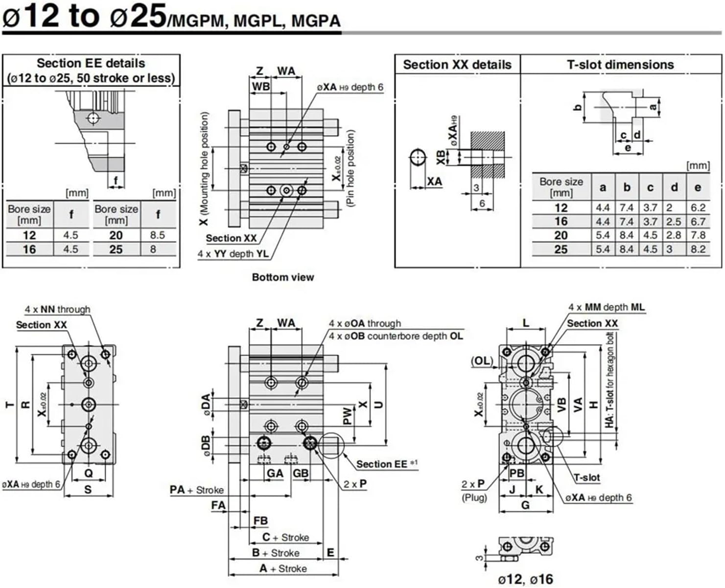 CDQMB Series Thin Guide Rod Cylinder with Built-in Magnetic Sensing, Bore 12-50mm, Multiple Strokes, Compact Double Acting(150mm stroke,MGPM16)