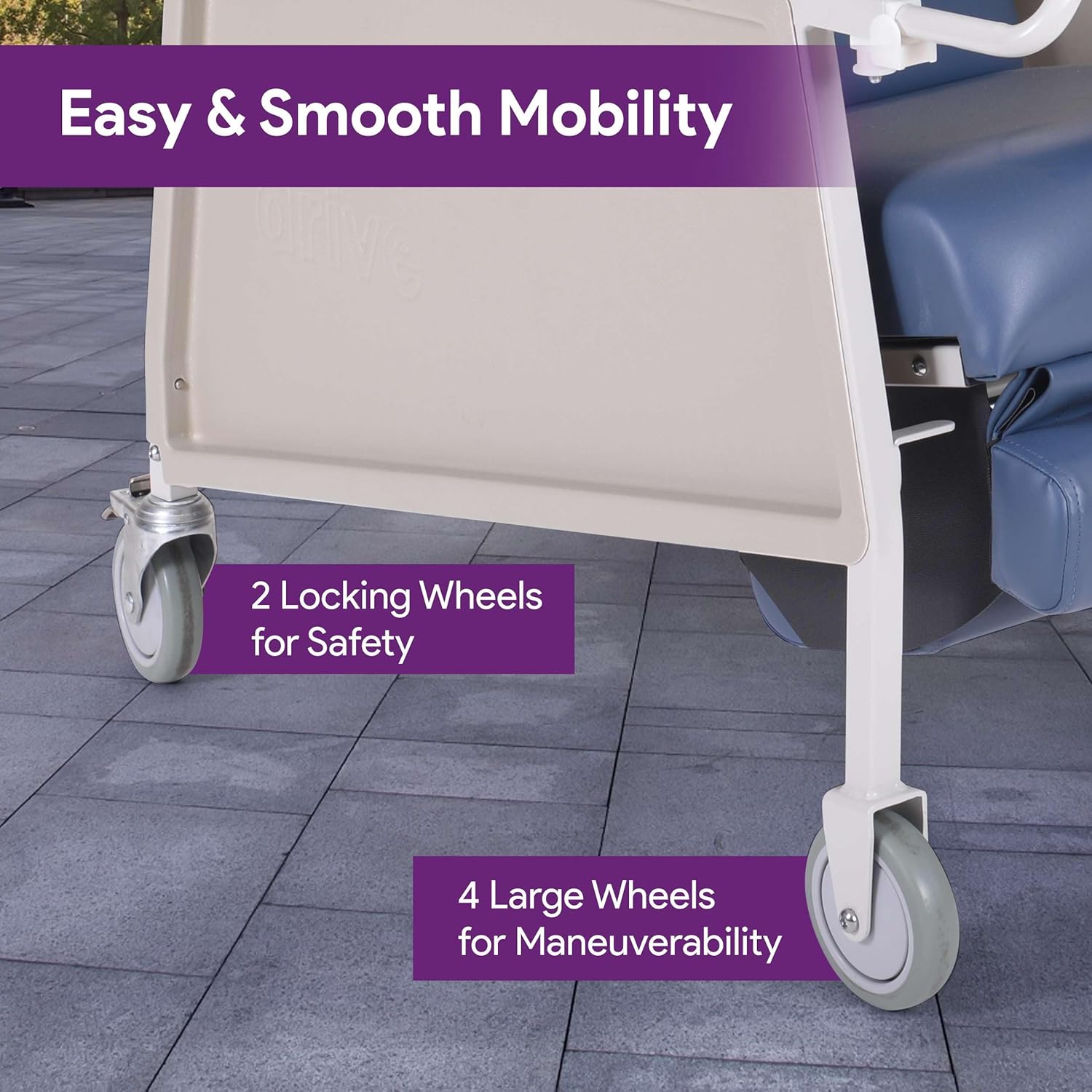 3 Position Bariatric Geri Chair - Extra Wide Black Medical Recliner Chairs for Elderly with Meal Tray for Home and Hospital - 500 Pound Weight Capacity - Reclining Medical Chair