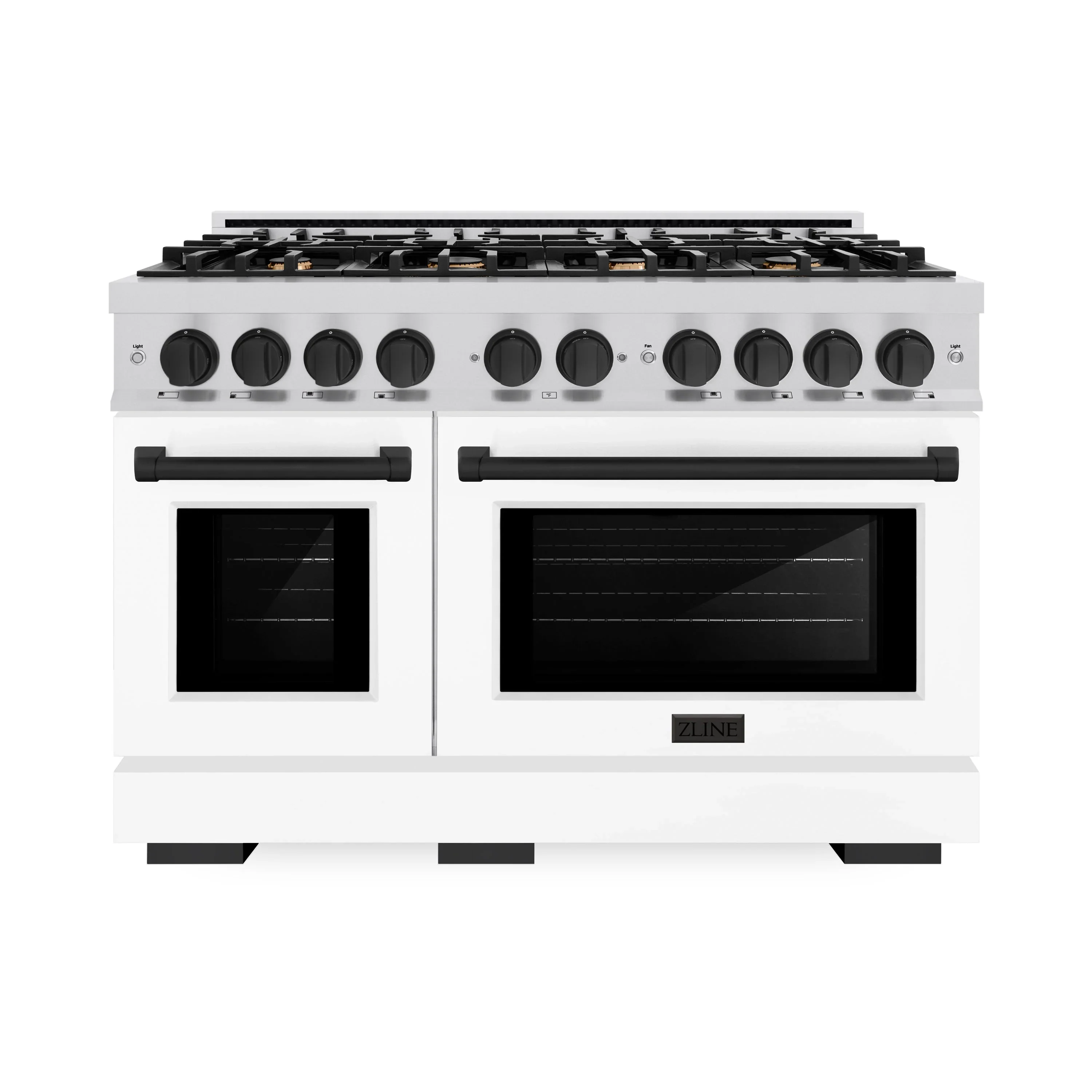 ZLINE Autograph Edition 48-Inch Select Series Dual Fuel Range with 8 Gas Burner Cooktop and 6.7 Cu. Ft. Electric Convection Oven in Stainless Steel with White Matte Door and Matte Black Accents (HDRZ-WM-48-MB)