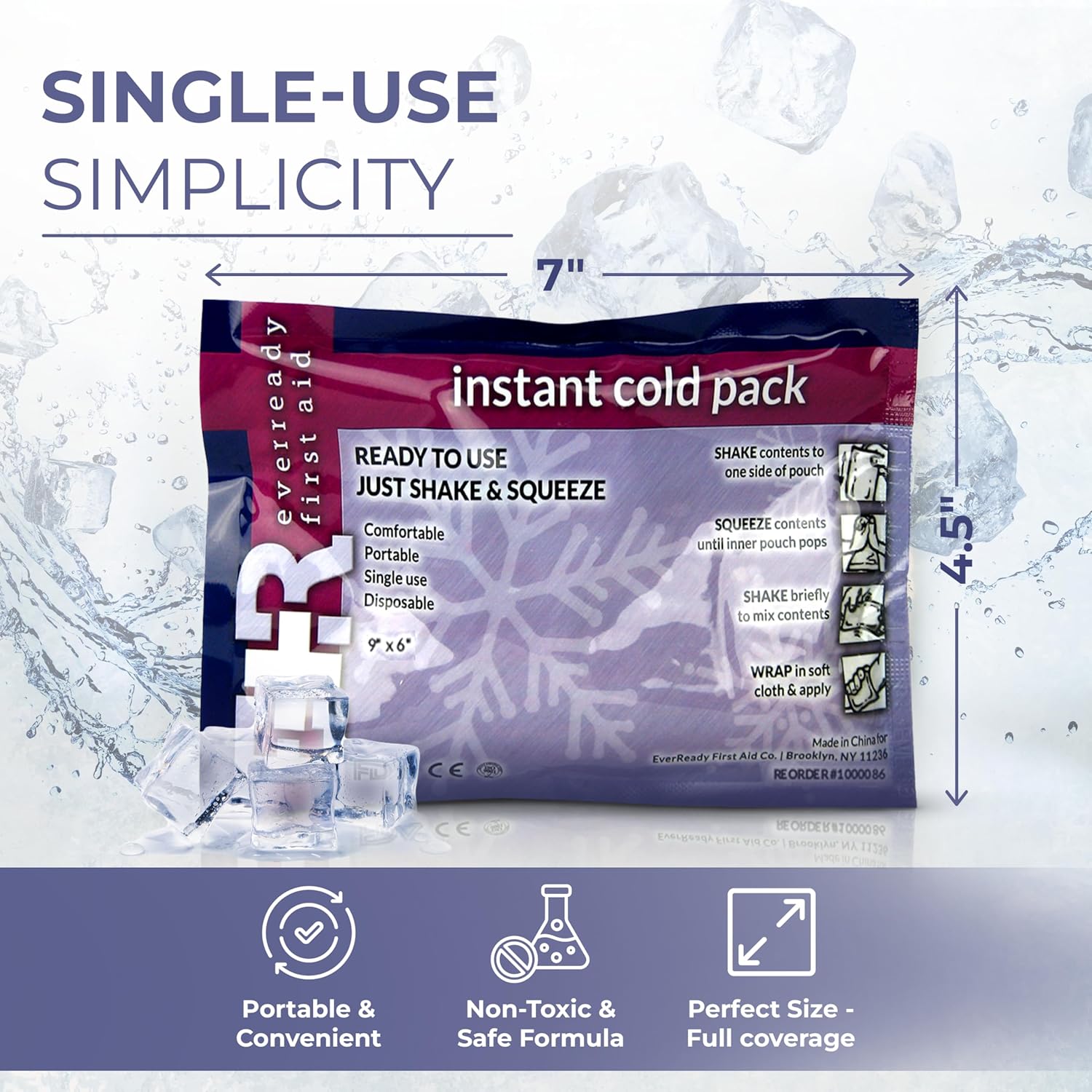 Ever Ready First Aid Disposable Cold Compress Therapy Instant Ice Pack for Injuries 4.5