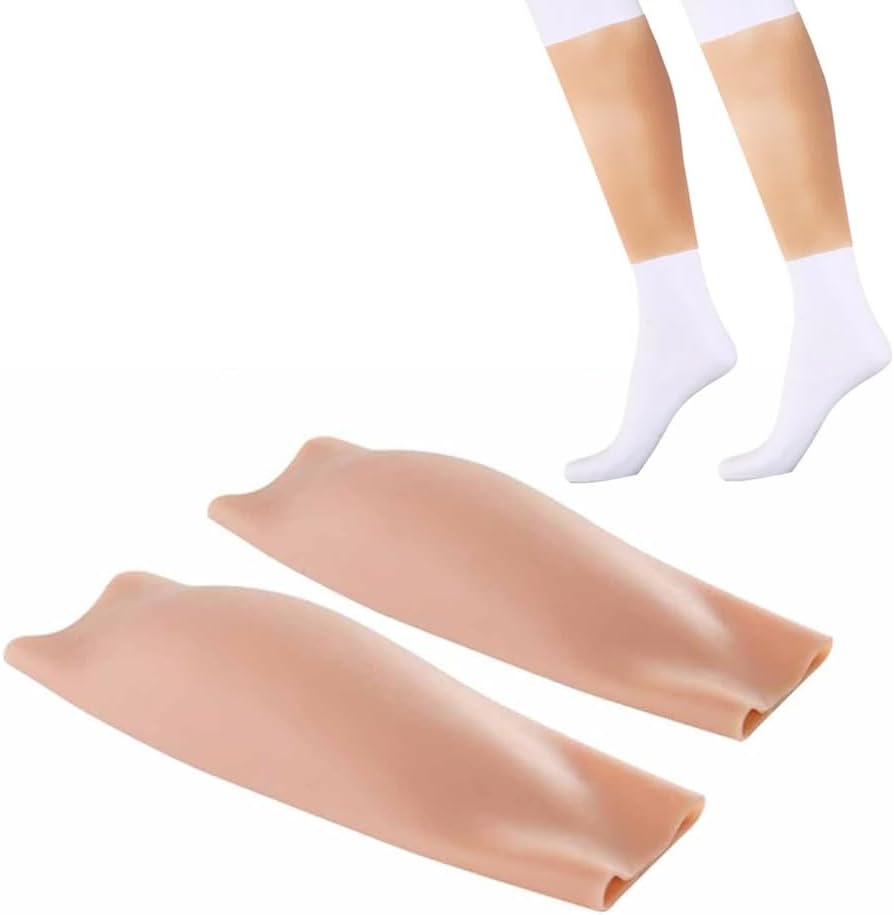 1 Pair Silicone Calf Pads Realistic Calf Leg Sleeve Corrector Arm Concealer Cover for Crooked or Arms Scar Cover Sleeves