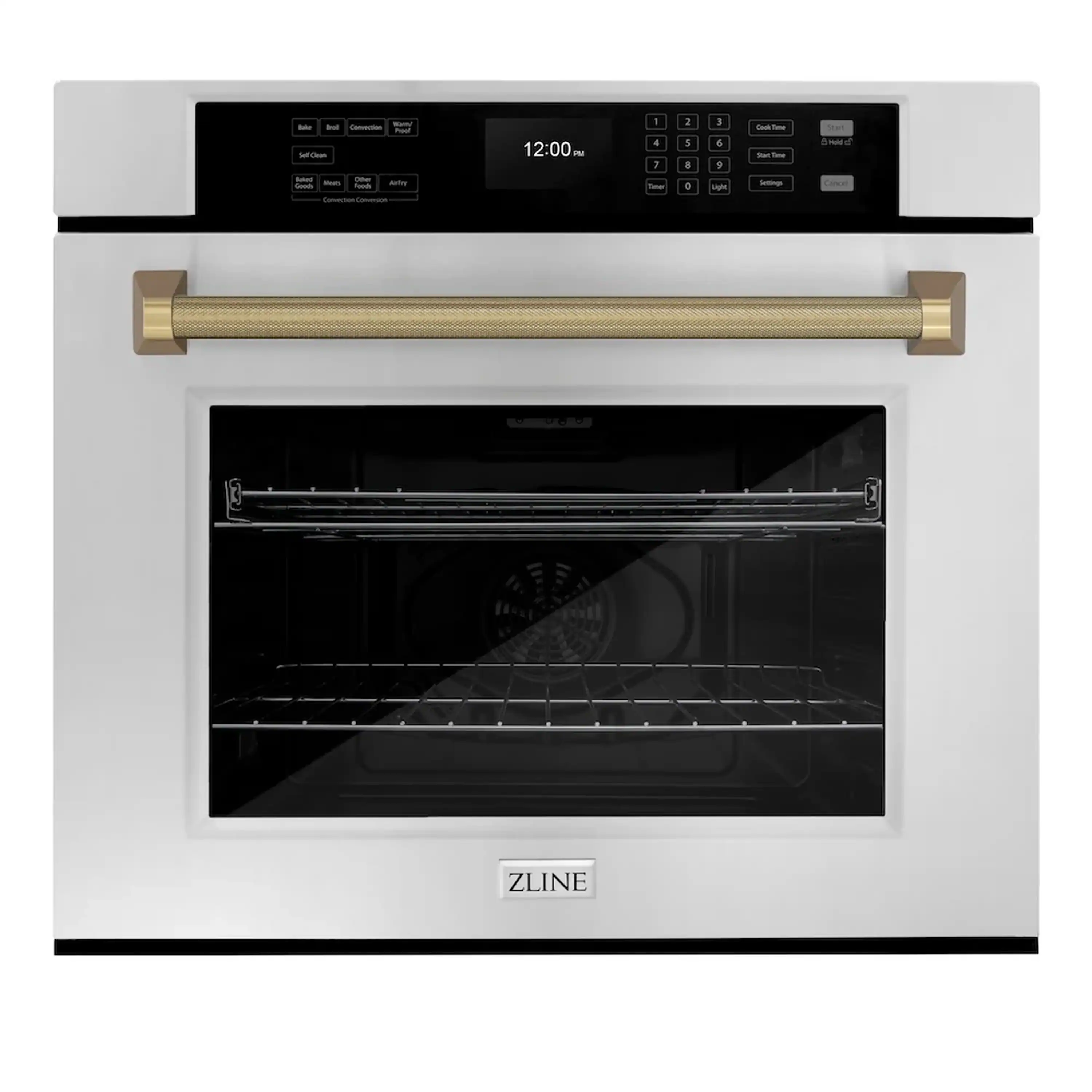 ZLINE Autograph 30-Inch True Convection Single Wall Oven in Stainless Steel & Bronze Helix Handle (WASZ-30-KCB)