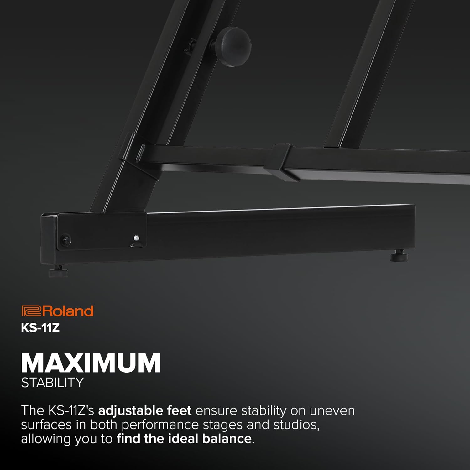 Roland KS-11Z Keyboard Stand | Heavy-Duty Z-Stand with Wide Adjustment Range for 88-Note Stage Pianos & Other Keyboards | Foldable Padded Support Arms | Easy Transport & Storage