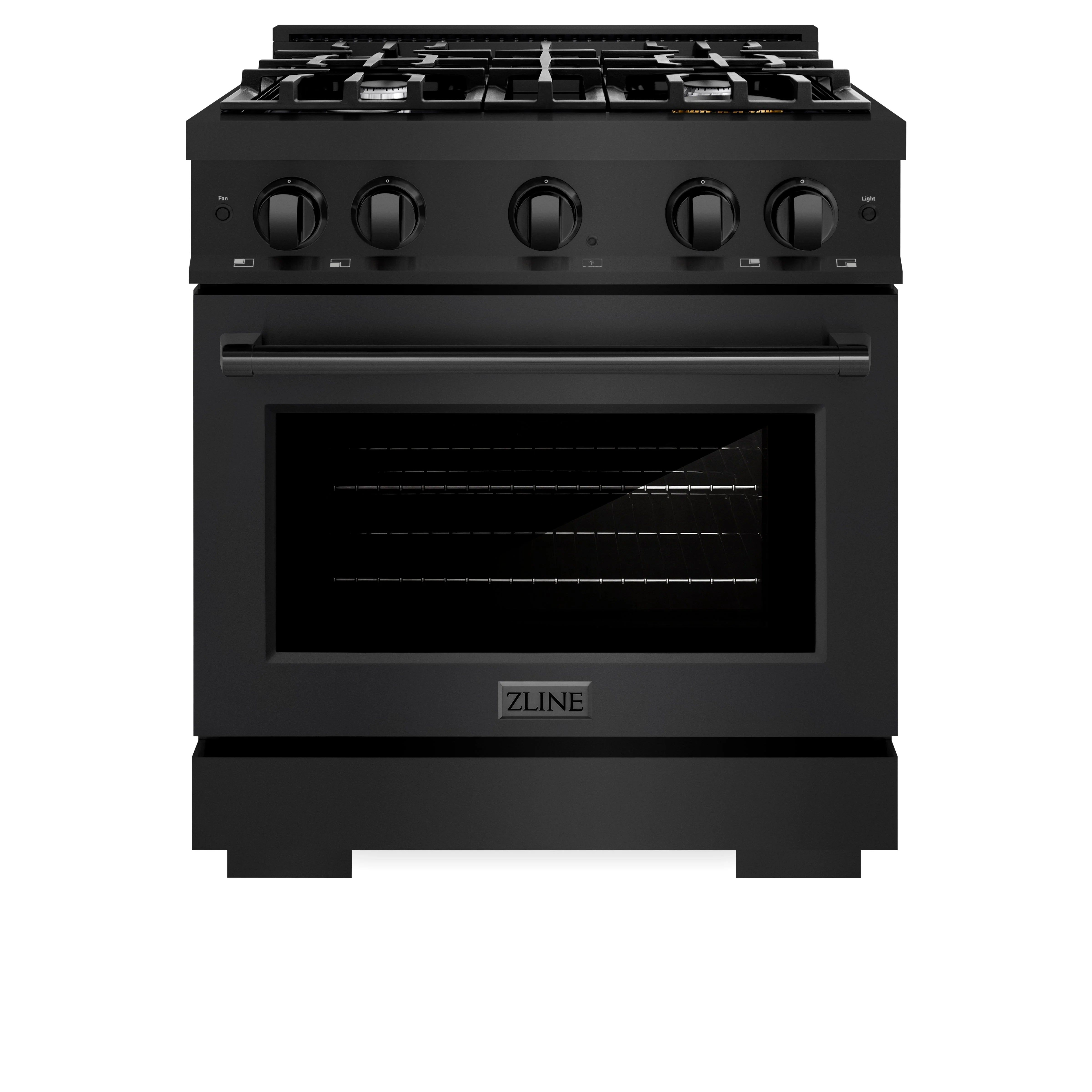 ZLINE 30-Inch Select Series Gas Range with 4 Gas Burner Cooktop and 4.2 Cu. Ft. Gas Convection Gas Oven in Black Stainless Steel (HGRB-30)