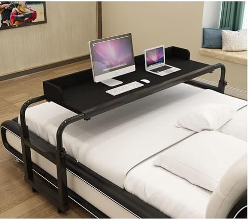 Tiltable Tabletop Bedside Workstation Laptop Desk,Over-Bed Table Adjustable Height Overbed Table with Wheels for Hospital Bed Ideal for Reading Eating and Laptop Use Suitable for Elderly an