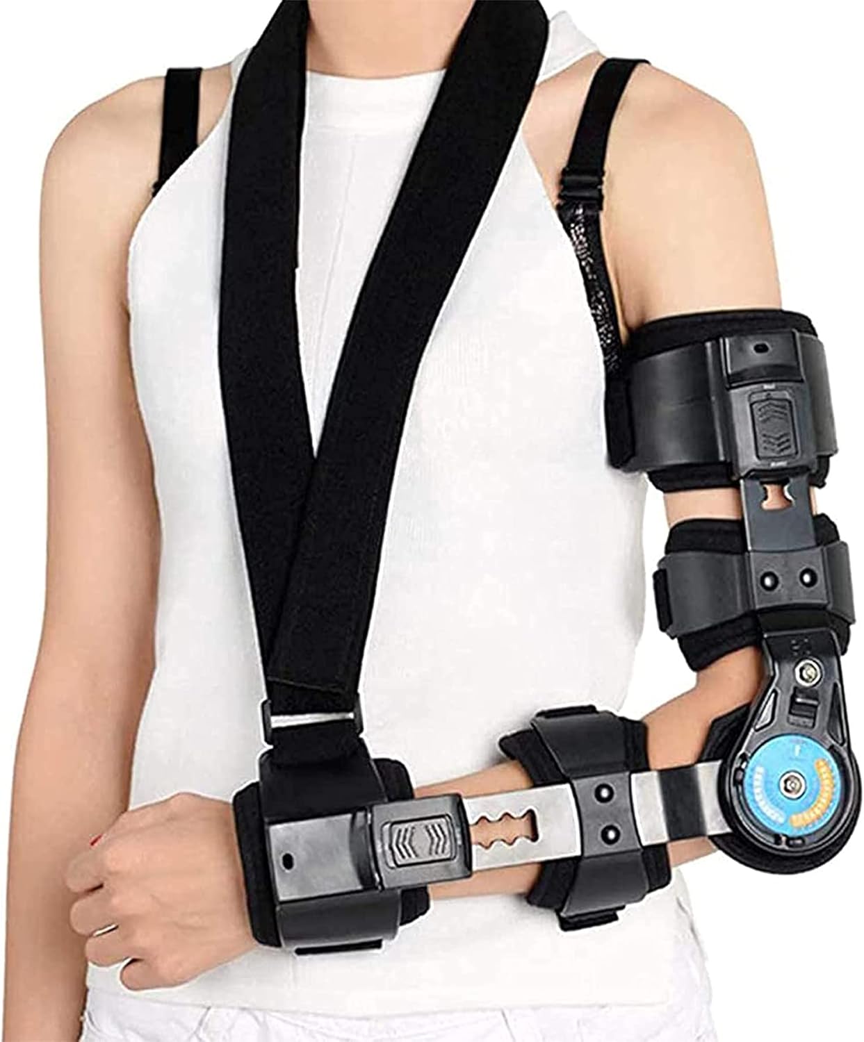 Hinged Elbow Brace Cubital Tunnel Syndrome Elbow Brace Hyperextended Elbow Olecranon Bursitis ​Prevention ​Injury Recovery Support ​After Surgery Adjustable Post Op Elbow Brace,Left