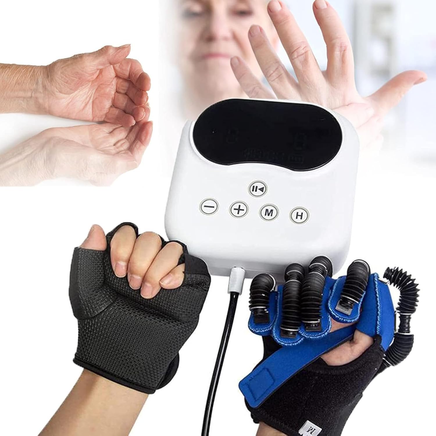 GaRcan Rehabilitation Robot Gloves,Hemiplegia Finger Trainer Stroke Hand Splint Assistive Training Equipment,Suitable for Office, Outdoor,Home,Relieve Hand Fatigue,Stiffness (Right L)