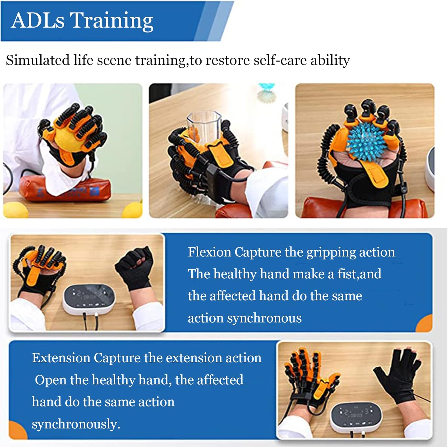 XYEJL Rehabilitation Robot Gloves, Finger Hand Training Device, Finger Straightening Brace Guard Protector, Finger Extension Exercise for Stroke Hemiplegia Patients,RightHand-L