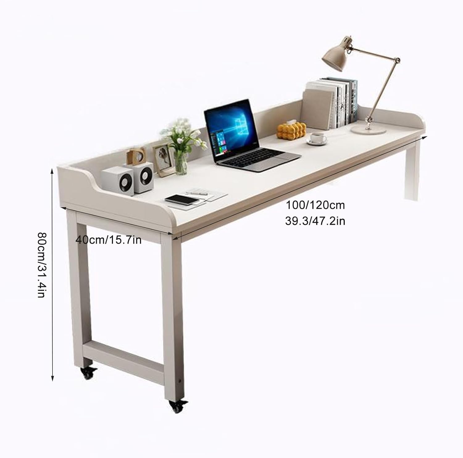 Mobile Bed Desk for Queen, Computer Overbed Table with Wheels, Bed Desk Recliner Table Adjustable Height Laptop, with Baffle Holder for Home and Hospital(Black,100cm/39.3in)