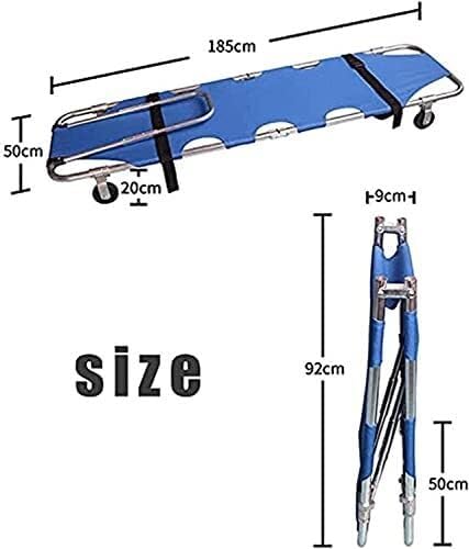 Folding Portable Stretcher with Wheels, Lightweight Aluminum Alloy Rescue Stretcher, Foldable Patient Transport Stretcher for Hospital, Home, and Ambulance Use
