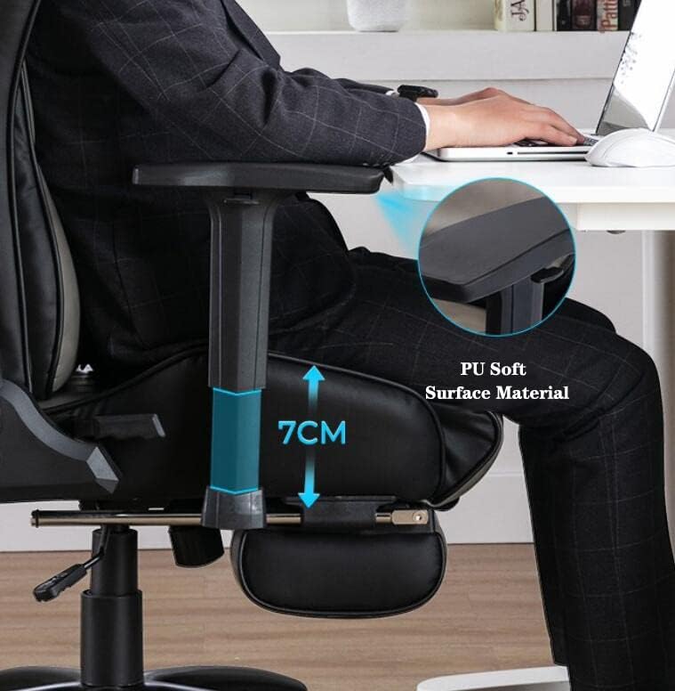 Posture Ergonomic Pu Leather,Managerial Computer Desk Chair Flip Up Armrest Big Tall with Wheels and Adjustable Lumbar Support High Back Pu Leather Chair Comfortable Anni,