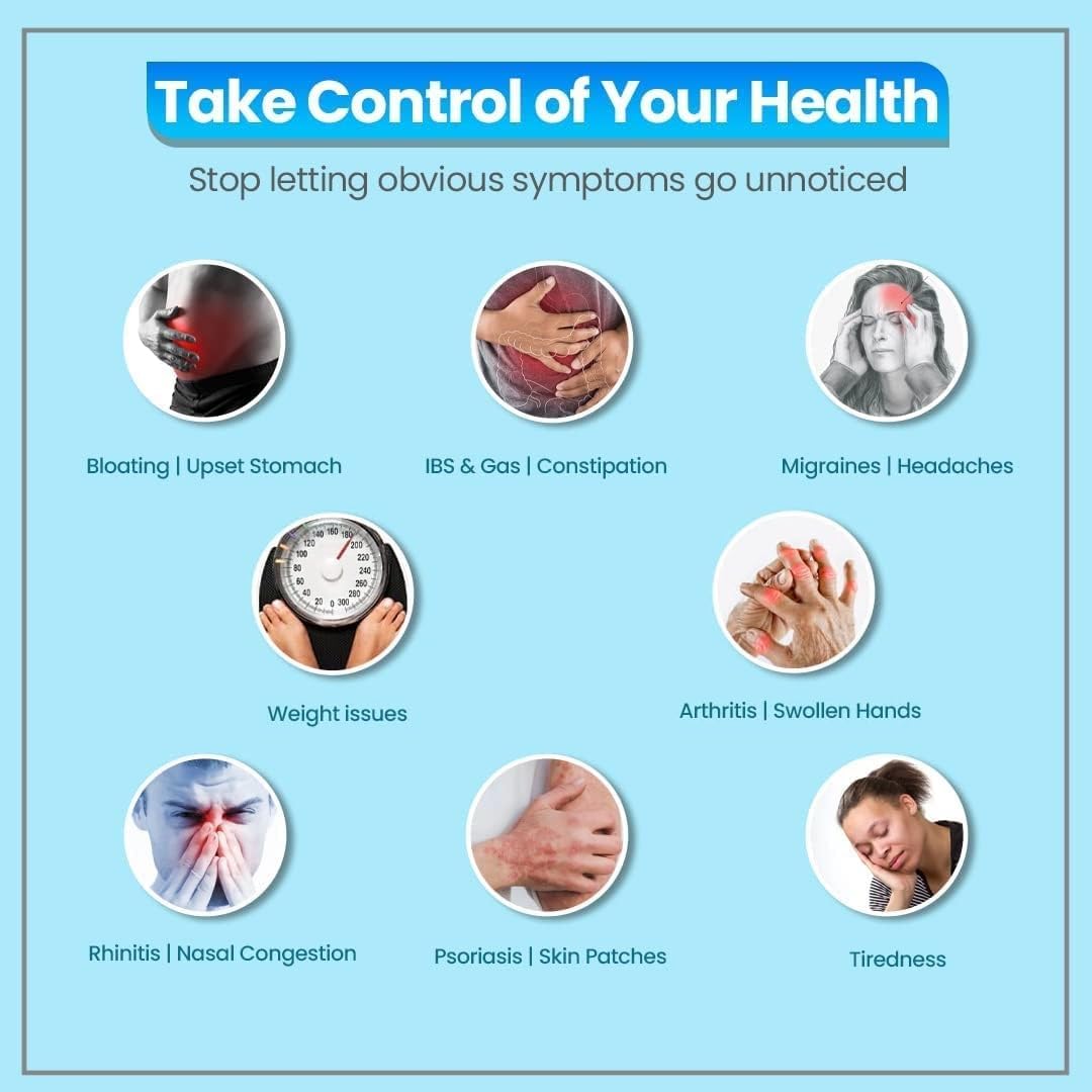 Food Intolerance Test kit, Easy to Use Food Sensitivity Test kit for Adults, at Home Food Allergy Test kit, Dietary, Pollen, Gluten Intolerance (500 Items Tested, Family Pack)