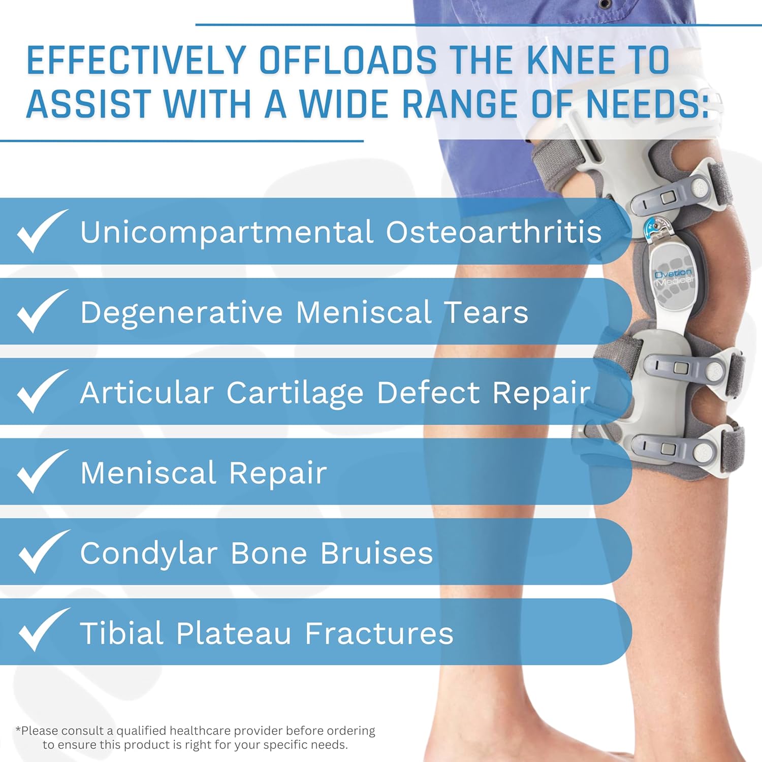 Ovation Medical Game Changer Unloader Knee Brace - Lightweight, Low Profile OA Knee Brace for Arthritis Pain and Support - Premium Knee Support for Medial and Lateral Knee Pain (Left)