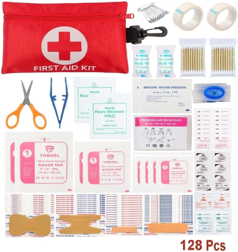 Galaxylense 128 Pcs First Aid Kits Small for Survival Emergency Trauma Military Tactical Medical School Office Home Hunting Camping Hiking Traveling Fishing IFAK EMT Bag (10 Packs)
