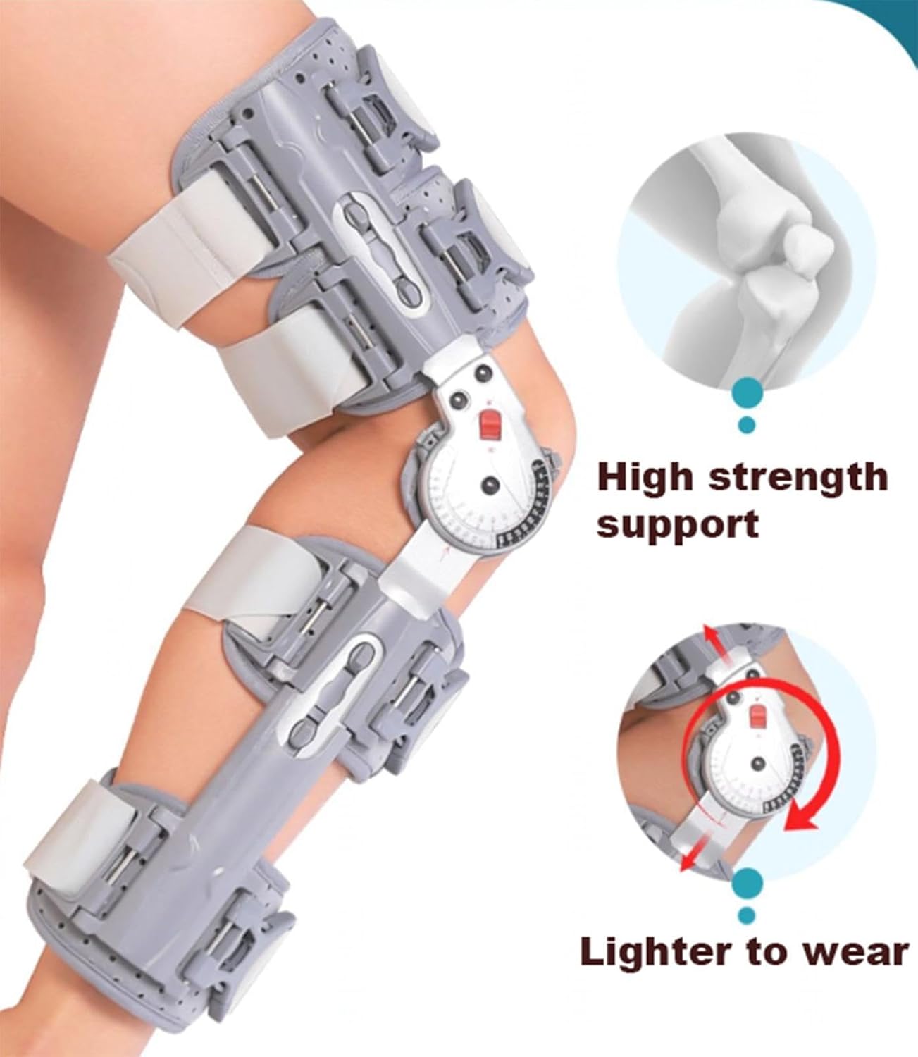ROM Hinged Orthopedic Locking Knee Brace with Side Stabilizers,Knee Immobilizer Support for Post OP Knee Pain, Arthritis, ACL,PCL, Meniscus Tear Fit Men & Women(